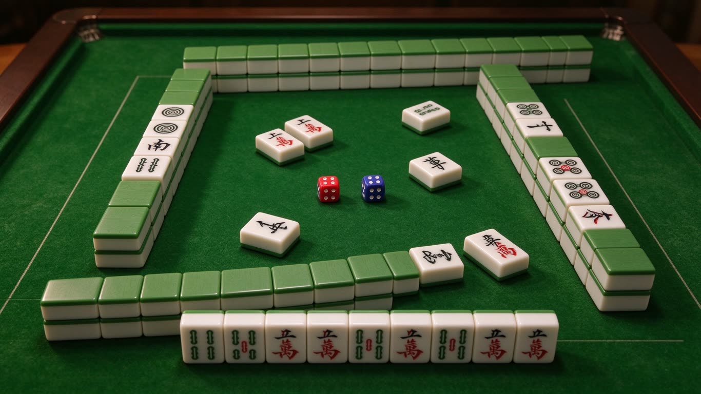 Mahjong wall annotated picture vocabulary with labeled objects