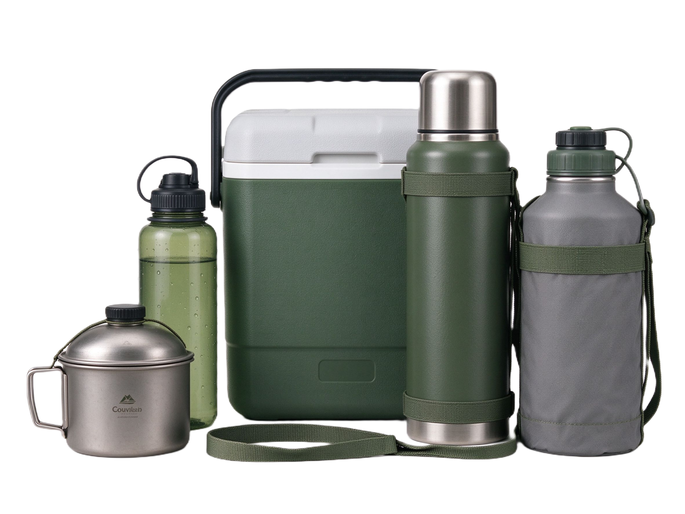 Camping water containers annotated picture vocabulary with labeled objects