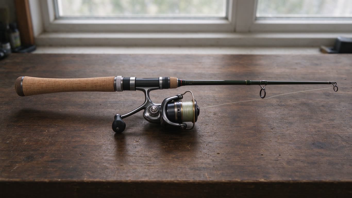 Fishing rod parts annotated picture vocabulary with labeled objects