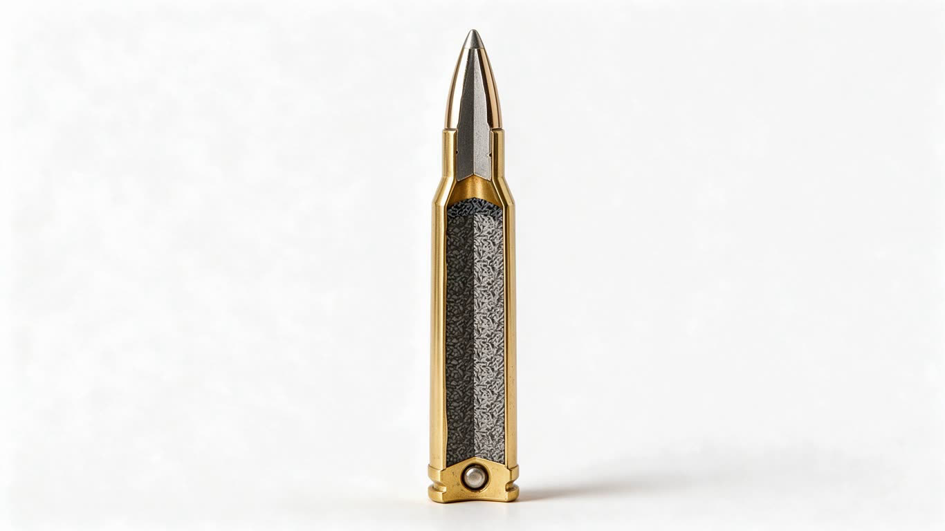 Rifle cartridge annotated picture vocabulary with labeled objects