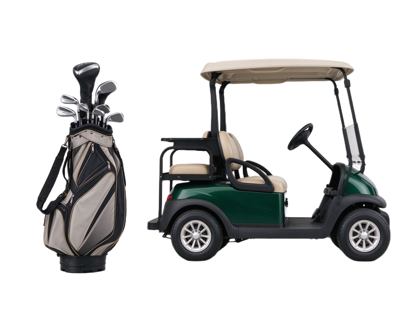 Golf cart annotated picture vocabulary with labeled objects