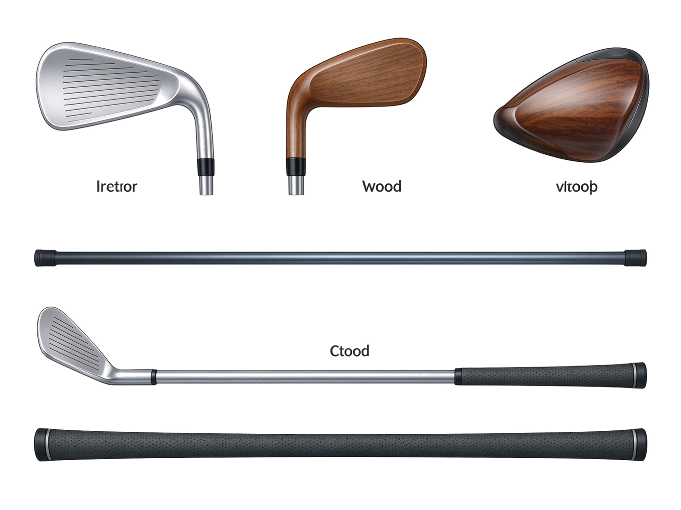 Golf club types annotated picture vocabulary with labeled objects