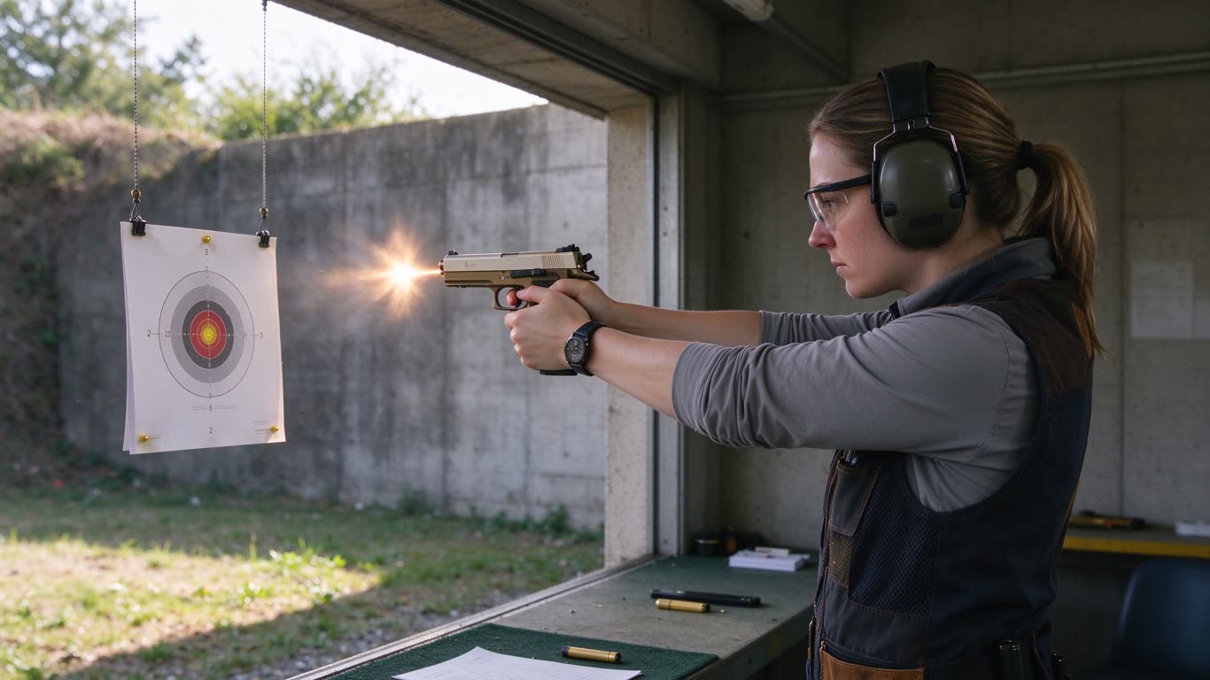 Pistol shooting annotated picture vocabulary with labeled objects