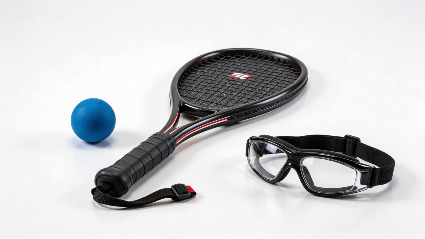 Squash racket annotated picture vocabulary with labeled objects