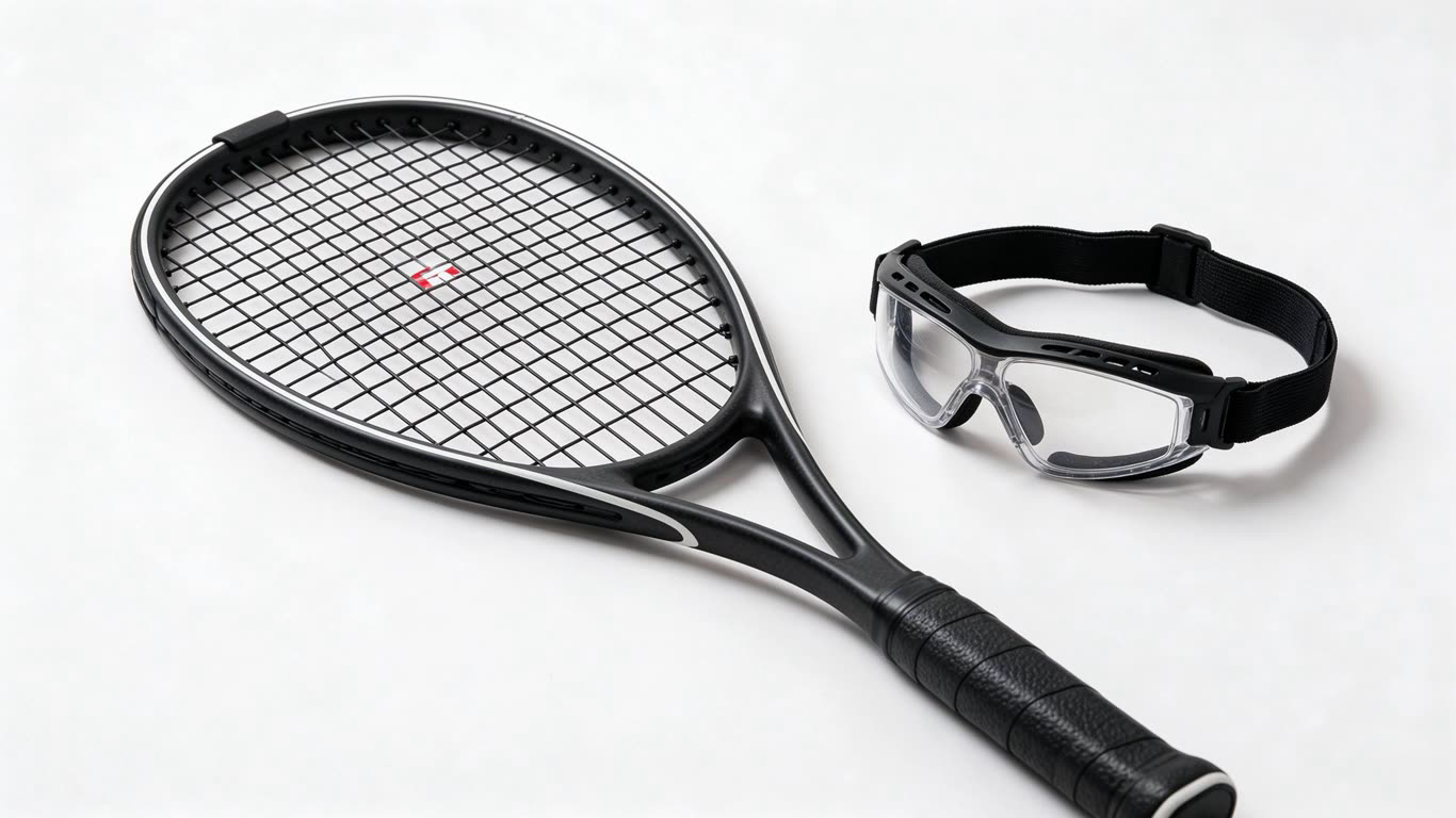 Squash racket annotated picture vocabulary with labeled objects