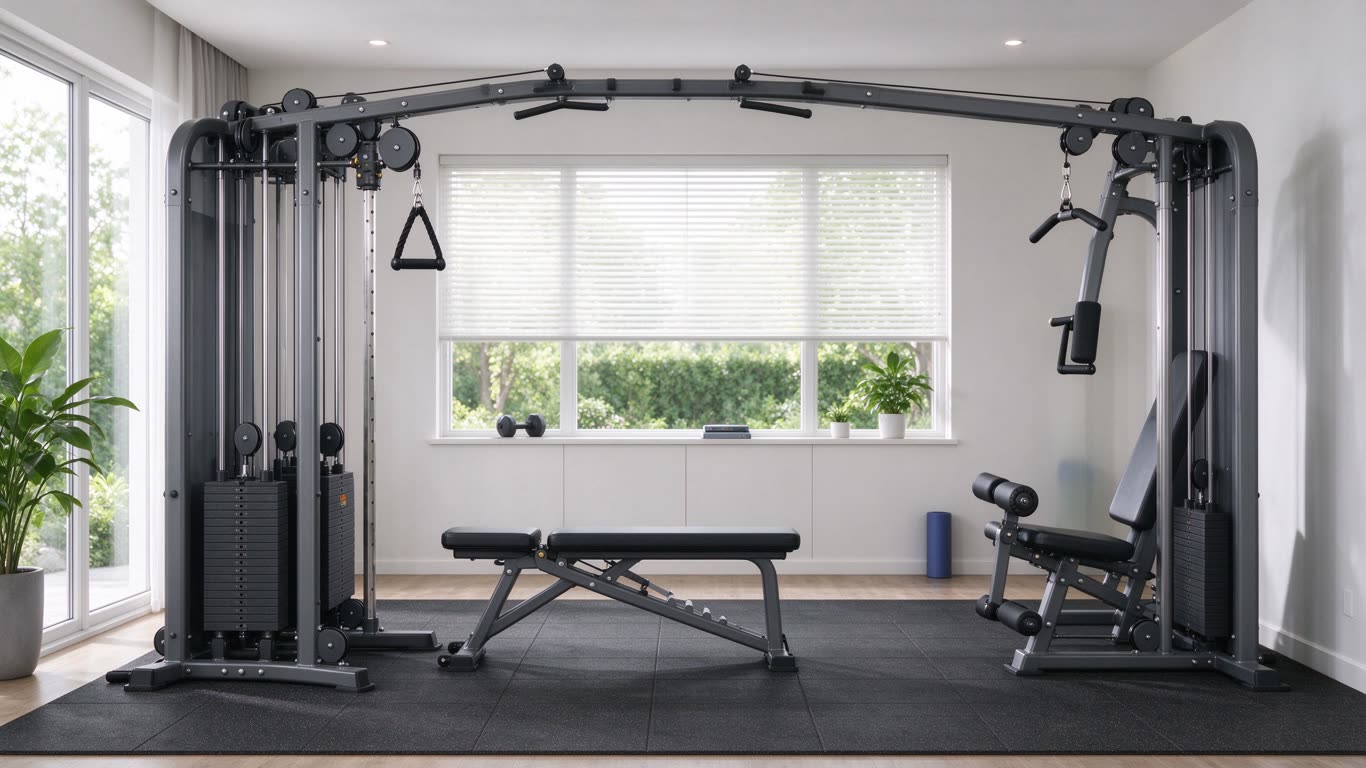 Fitness Equipment annotated picture vocabulary with labeled objects