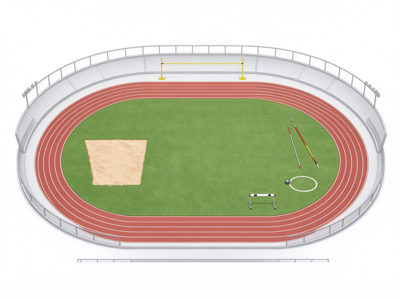 Track and field stadium annotated picture vocabulary with labeled objects