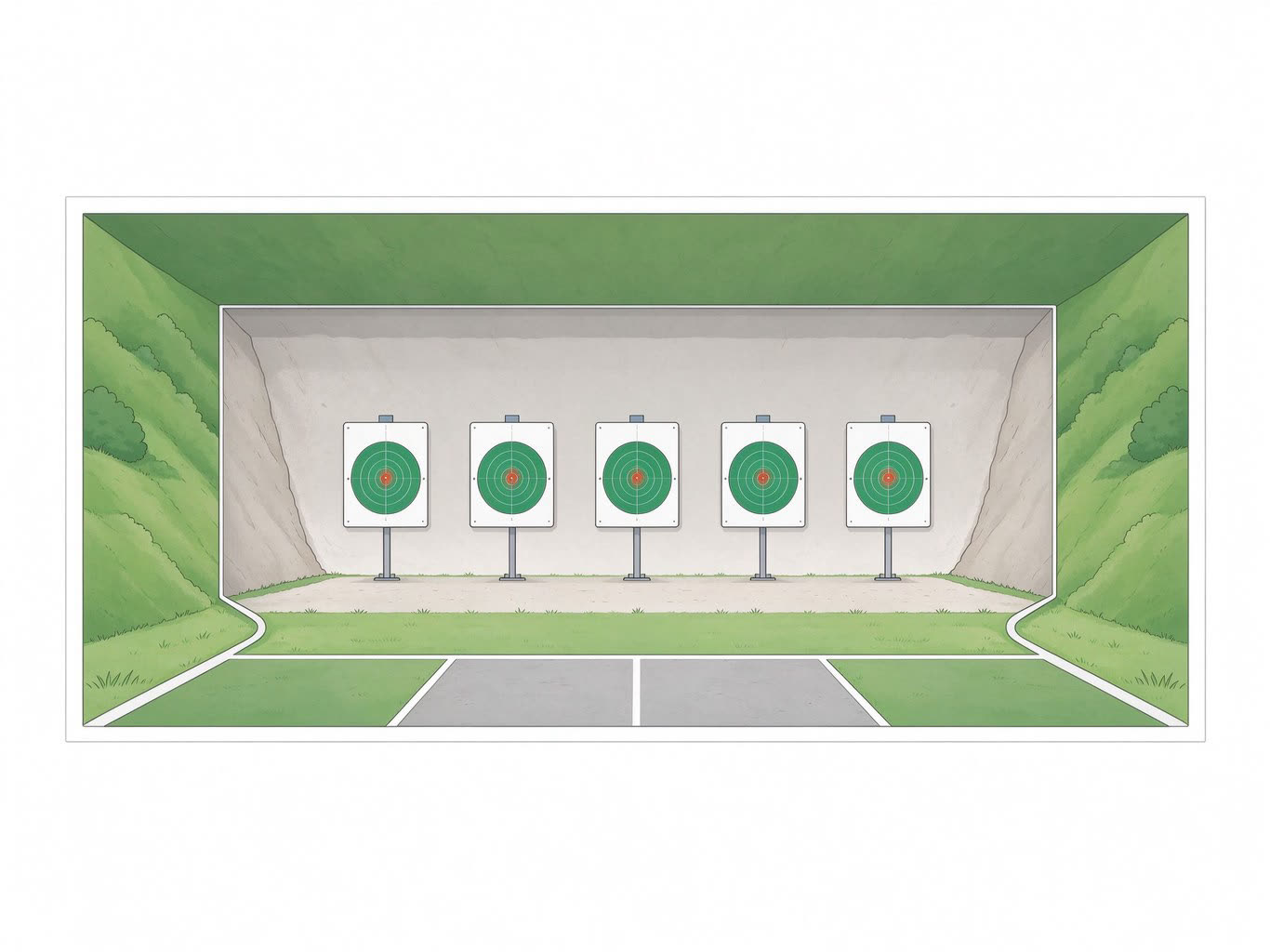Biathlon shooting range annotated picture vocabulary with labeled objects