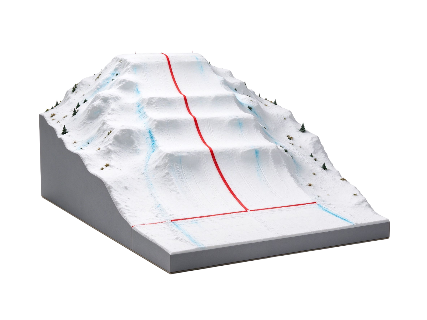 Mogul skiing course annotated picture vocabulary with labeled objects