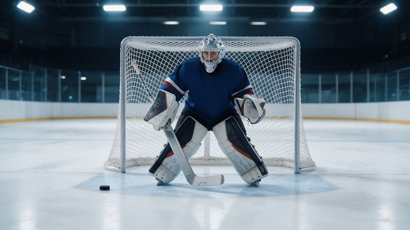 Ice hockey goalie annotated picture vocabulary with labeled objects