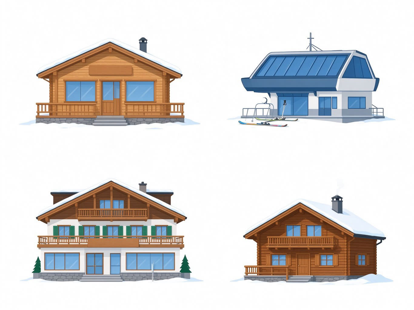 Ski resort annotated picture vocabulary with labeled objects