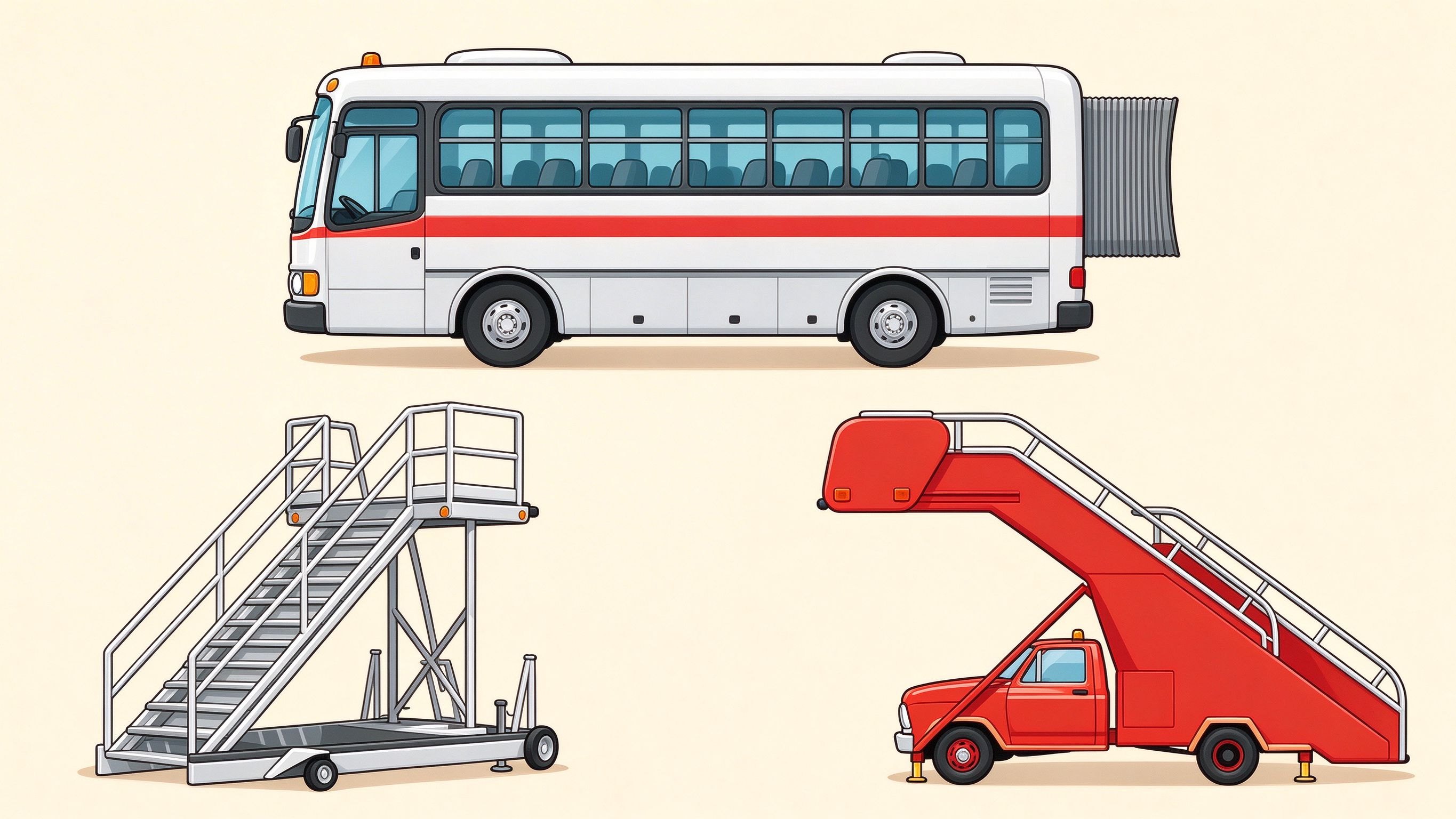 Airport ground equipment annotated picture vocabulary with labeled objects
