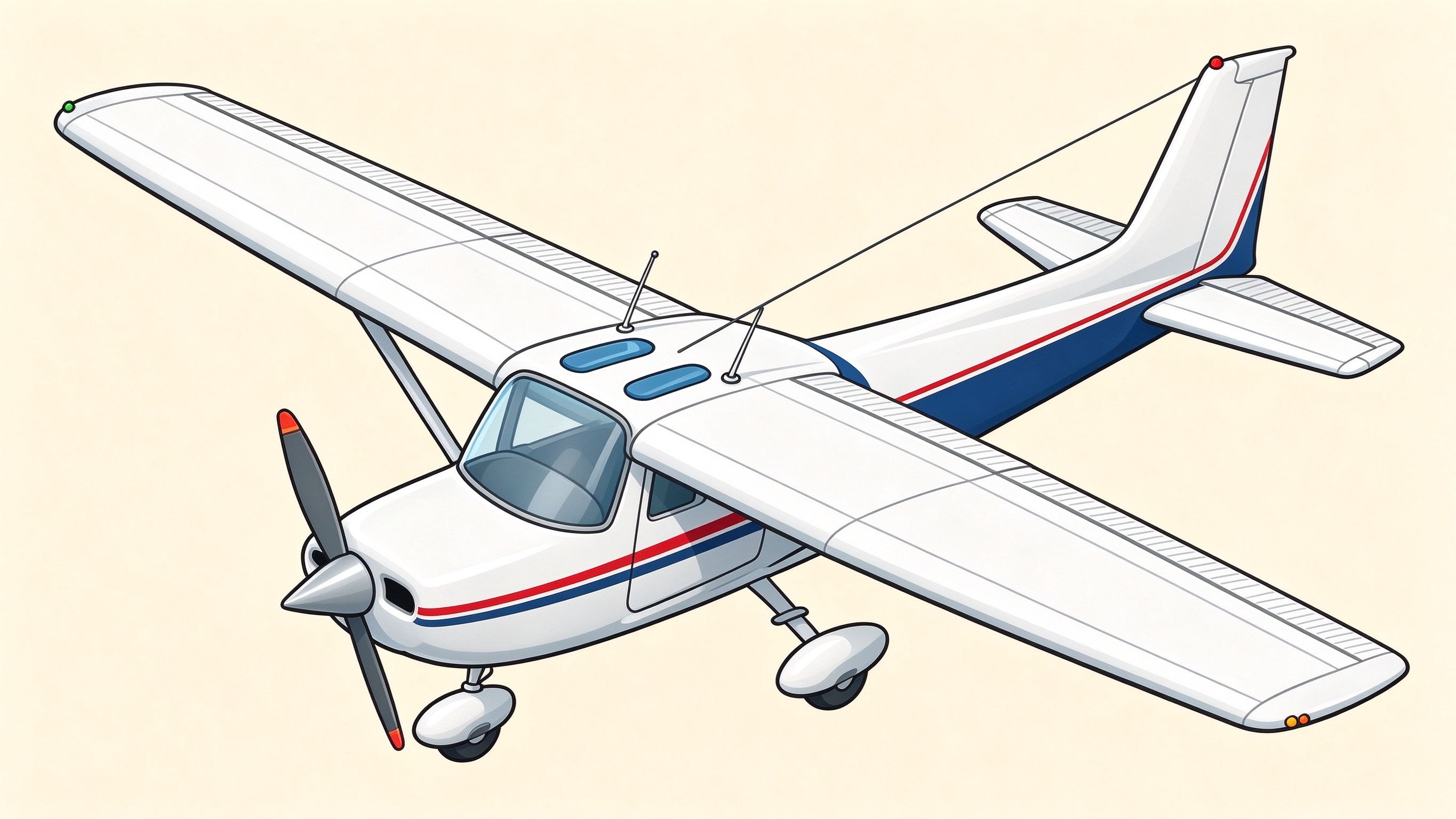 Light aircraft annotated picture vocabulary with labeled objects