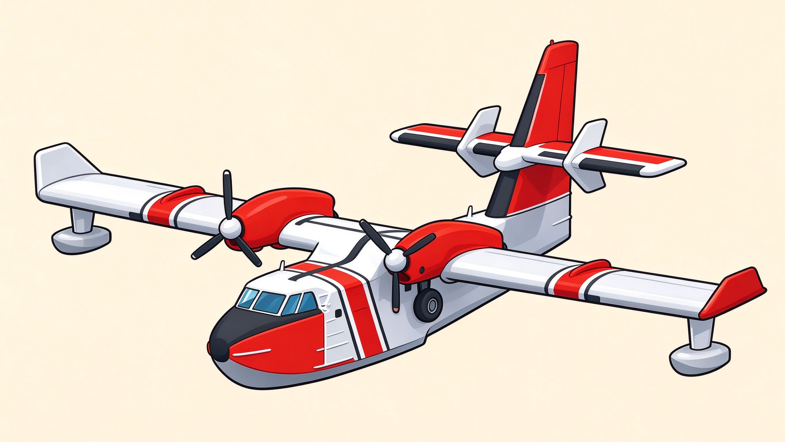 Amphibious firefighting aircraft annotated picture vocabulary with labeled objects