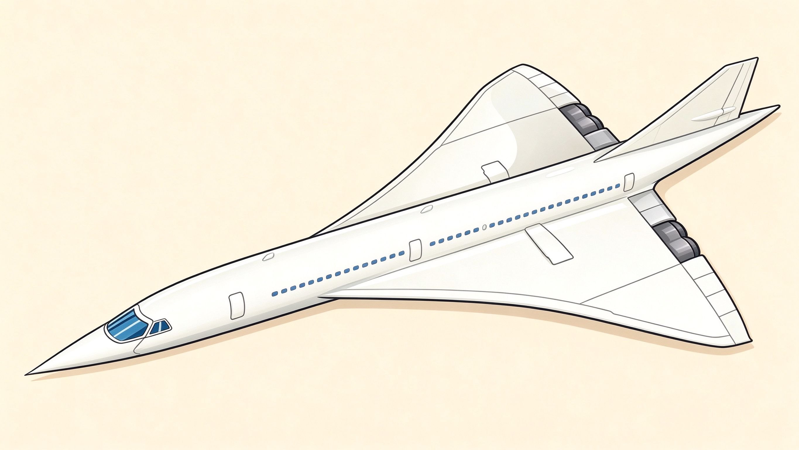 Supersonic airliner annotated picture vocabulary with labeled objects