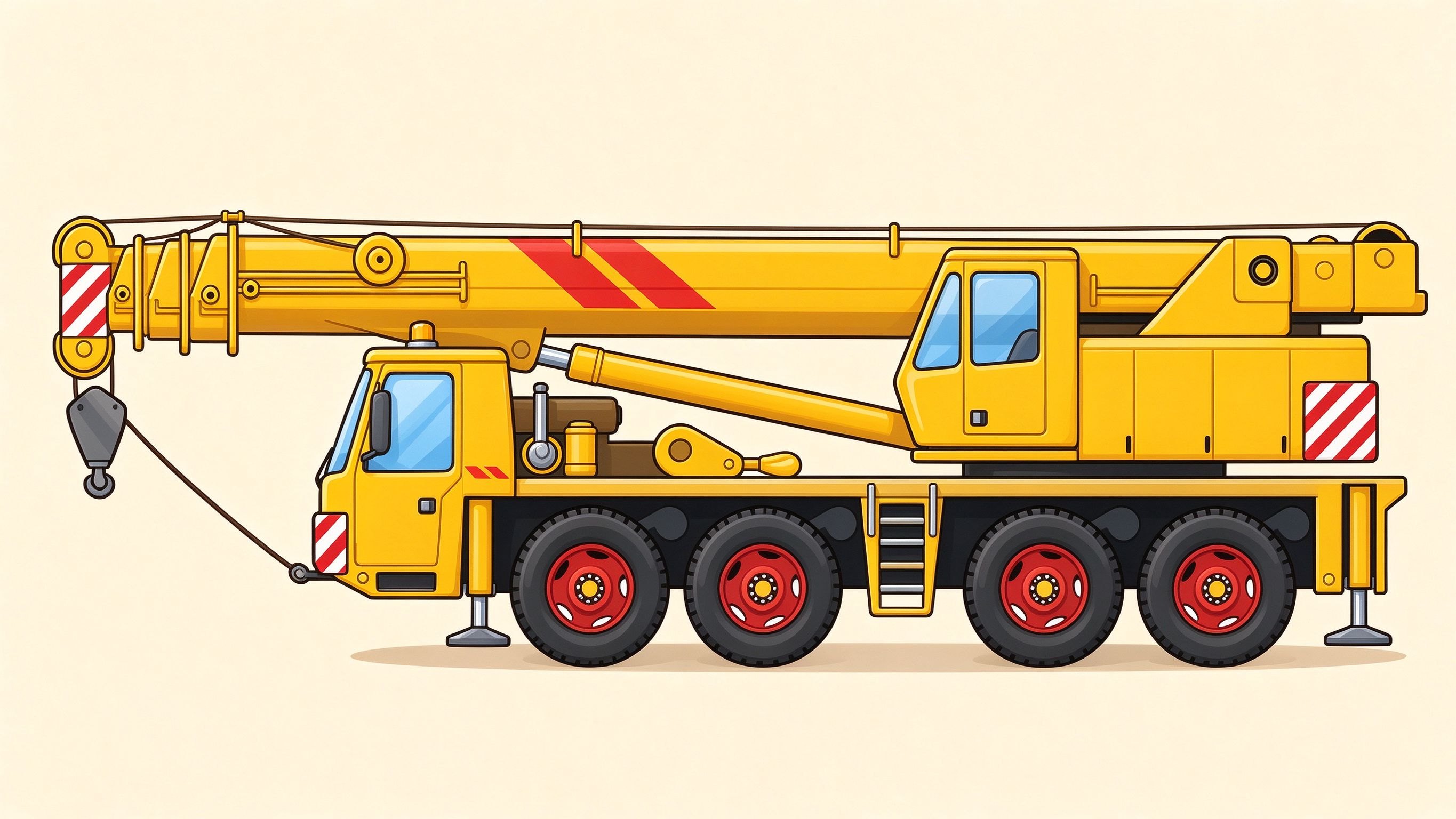 Truck crane annotated picture vocabulary with labeled objects