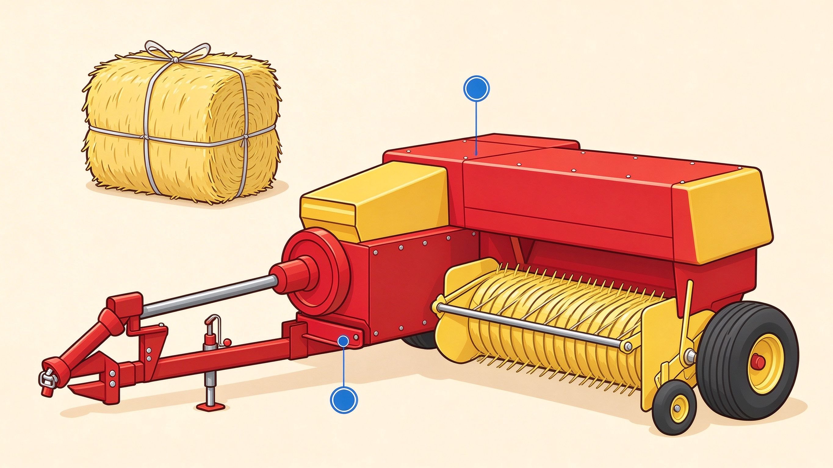 Hay baler annotated picture vocabulary with labeled objects