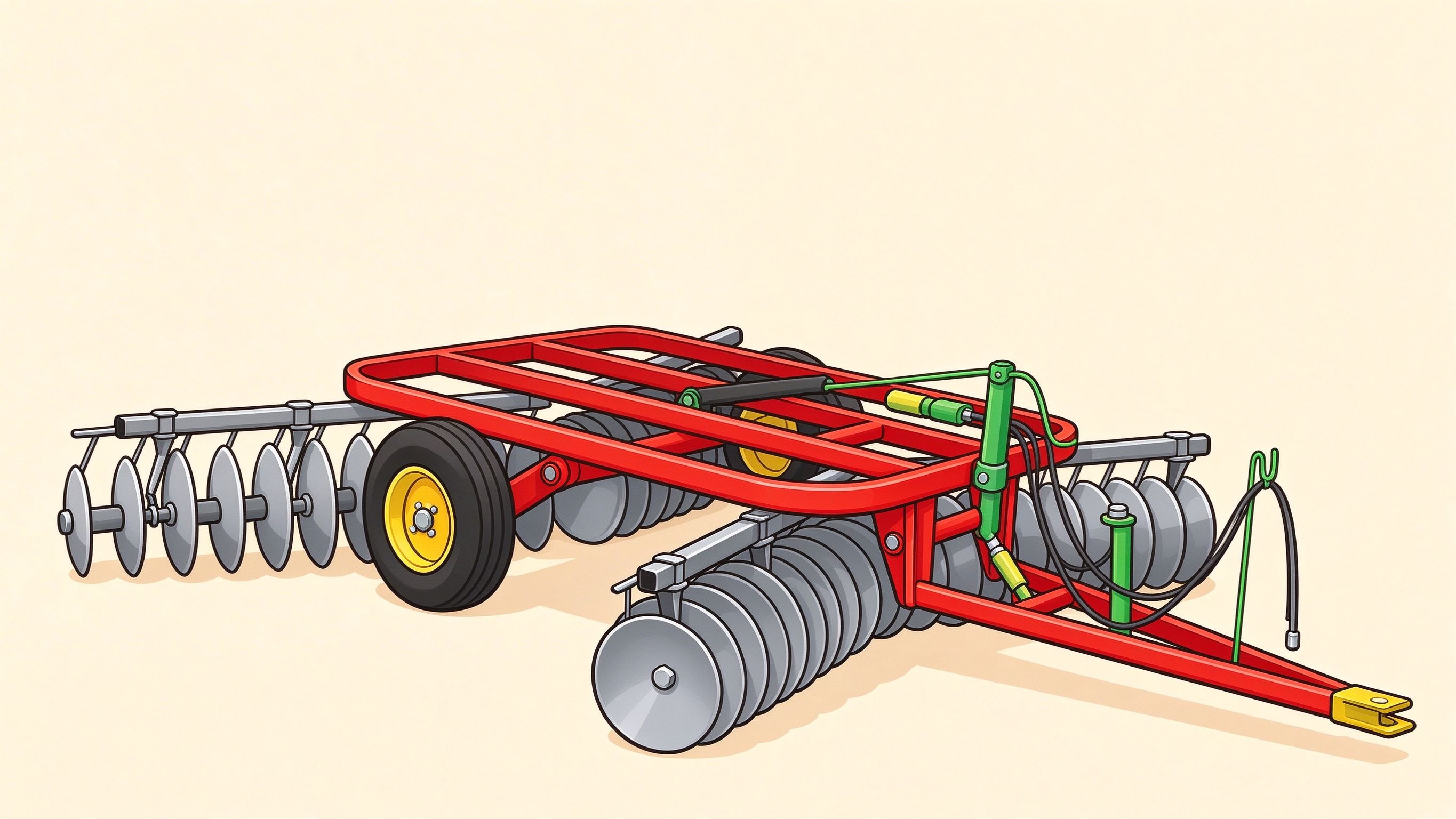 Tandem disc harrow annotated picture vocabulary with labeled objects