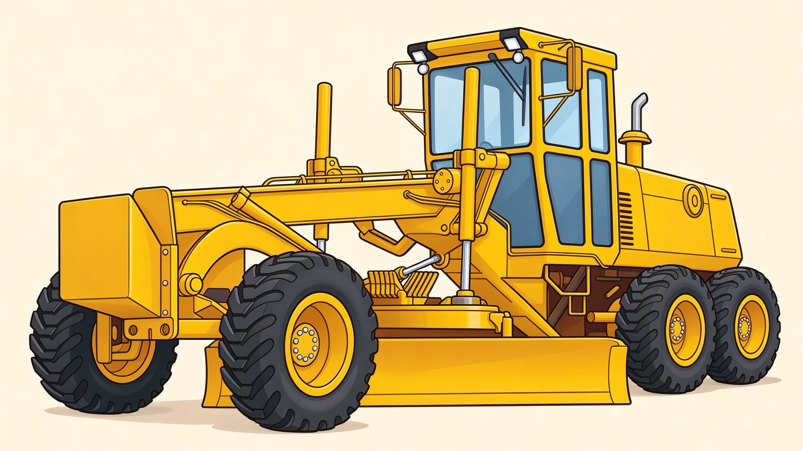 Motor grader annotated picture vocabulary with labeled objects