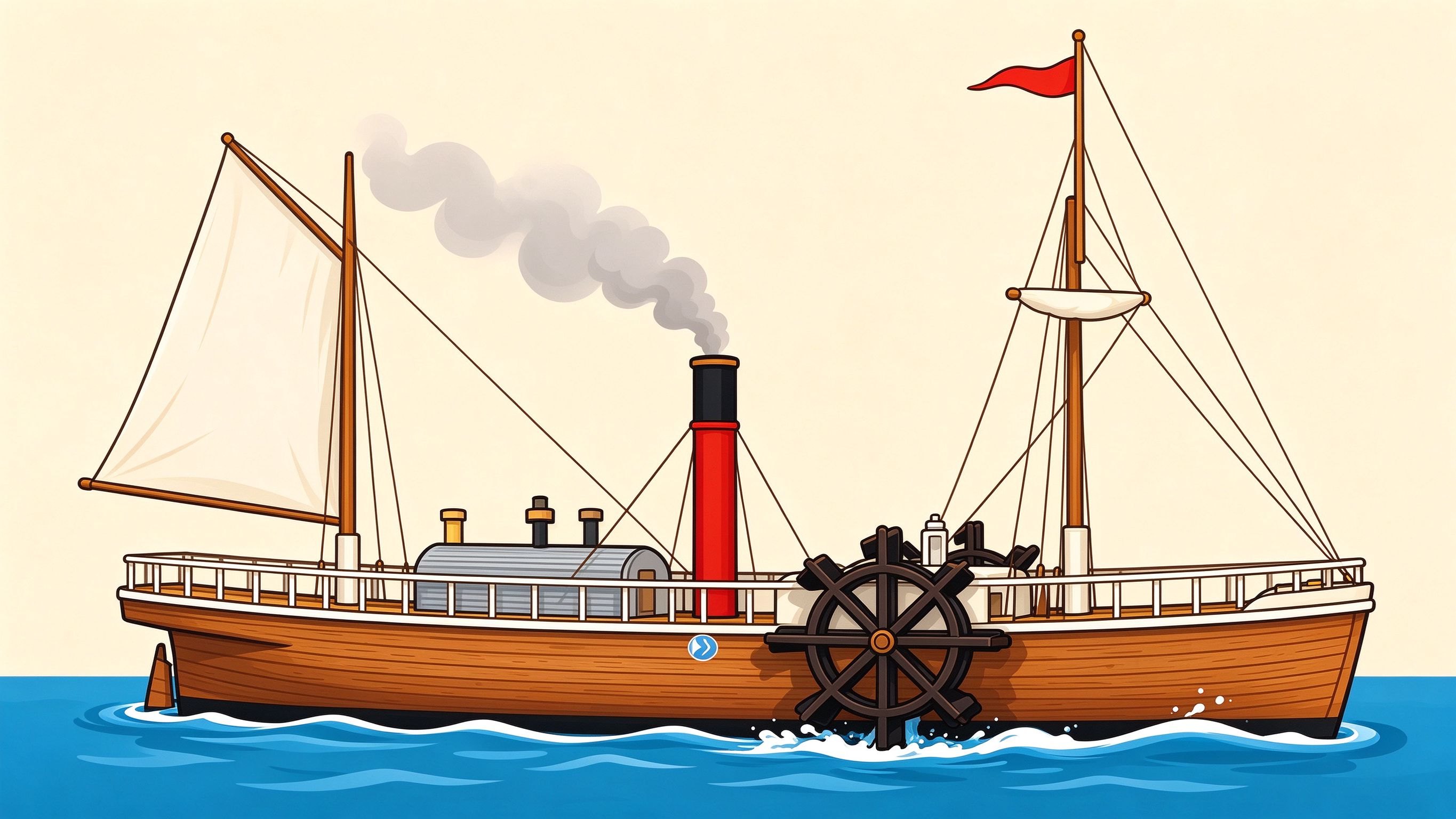 Paddle steamer annotated picture vocabulary with labeled objects