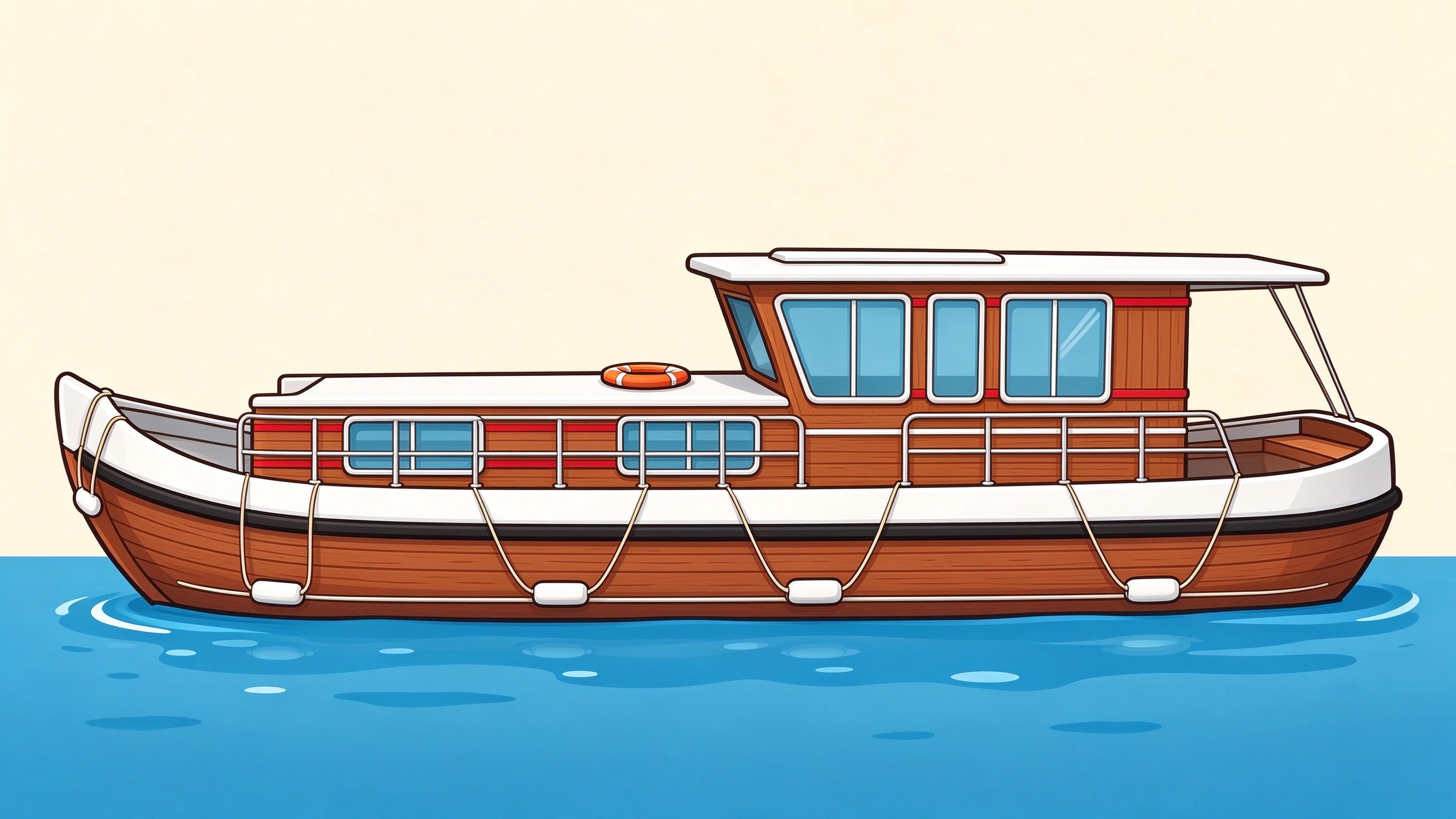 Houseboat annotated picture vocabulary with labeled objects