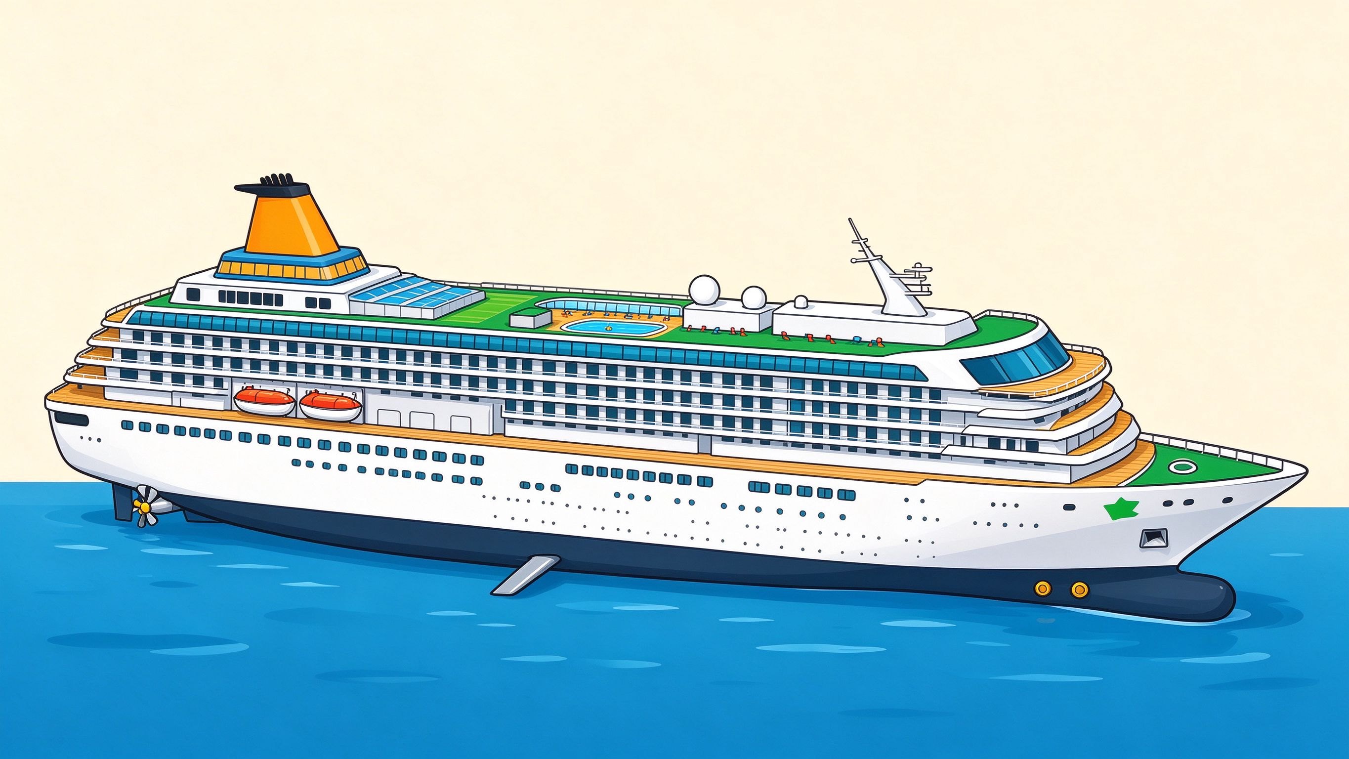 Passenger ship annotated picture vocabulary with labeled objects