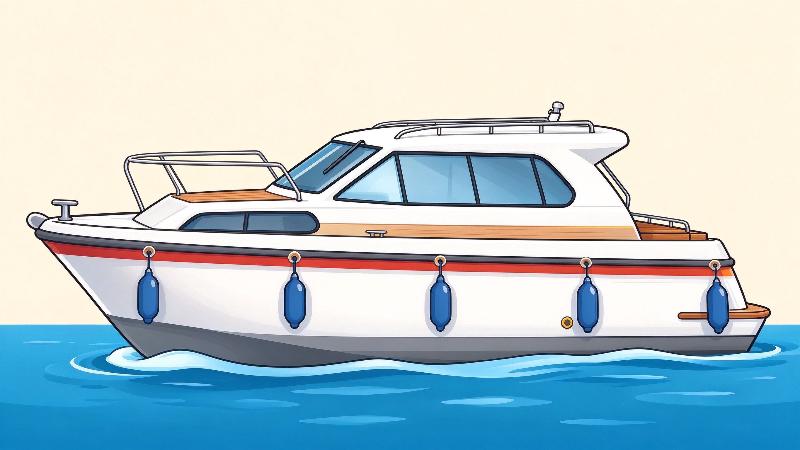 Motor yacht annotated picture vocabulary with labeled objects