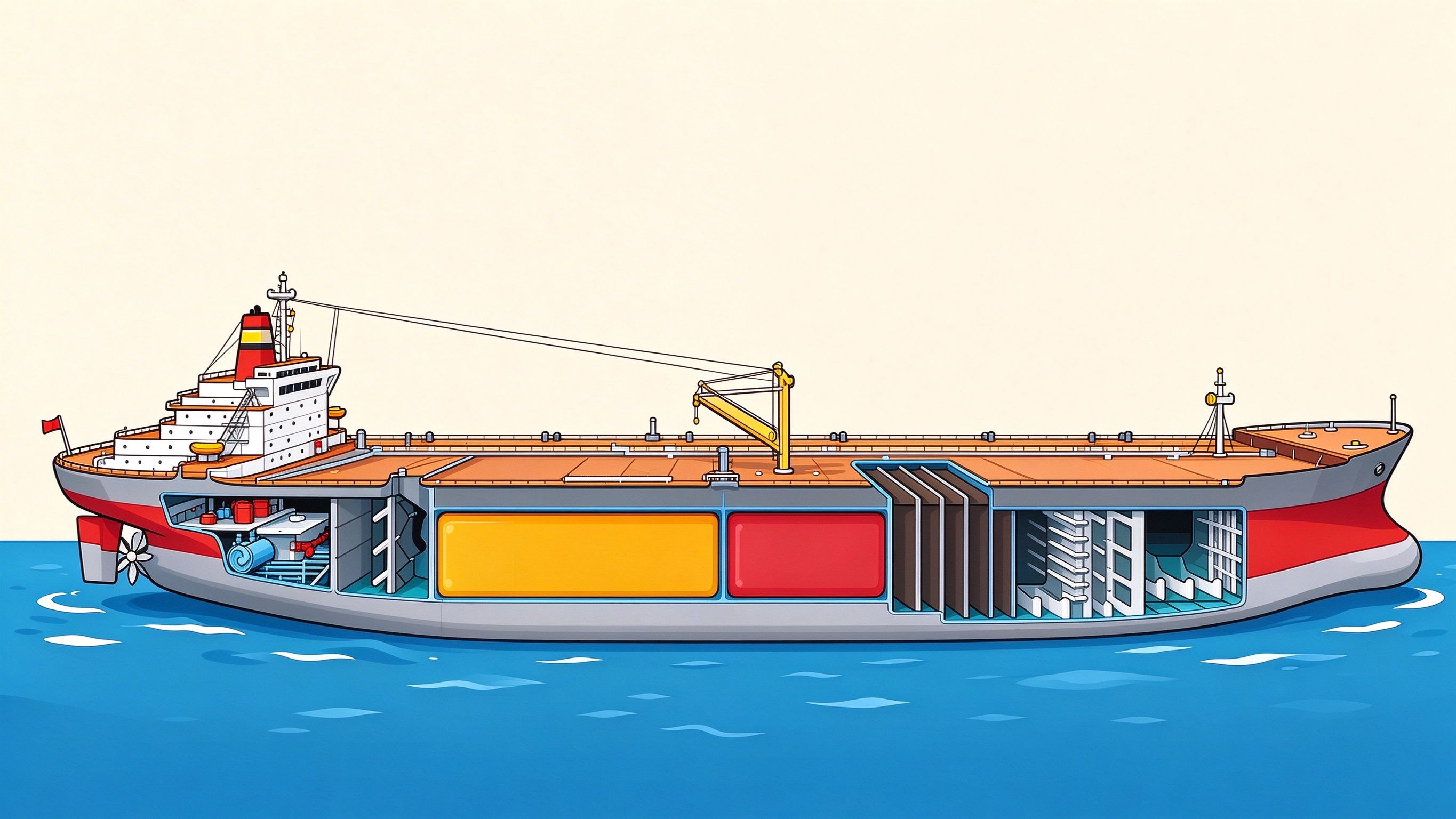 Oil tanker annotated picture vocabulary with labeled objects