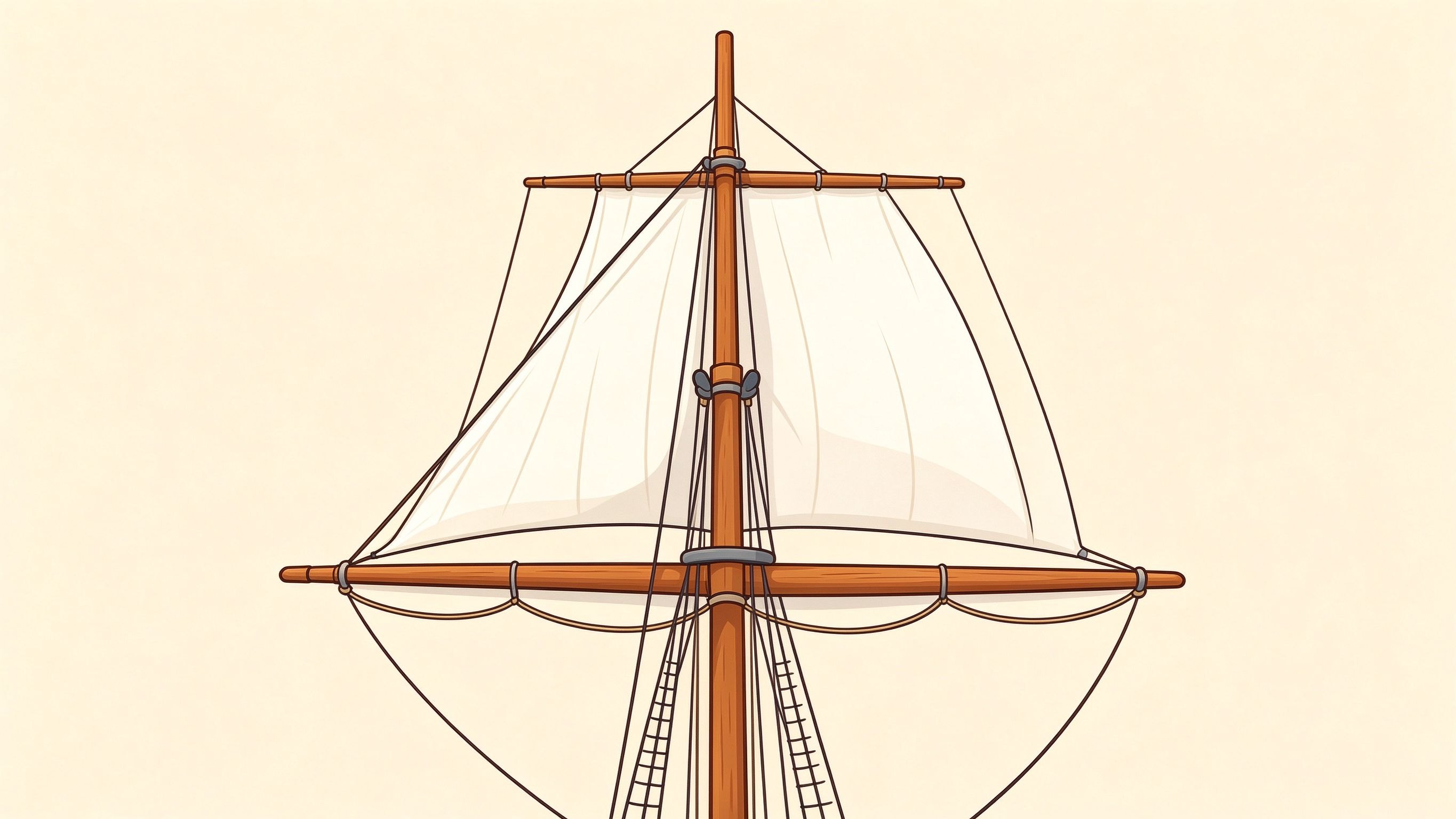 Four-masted ship masts and rigging annotated picture vocabulary with labeled objects