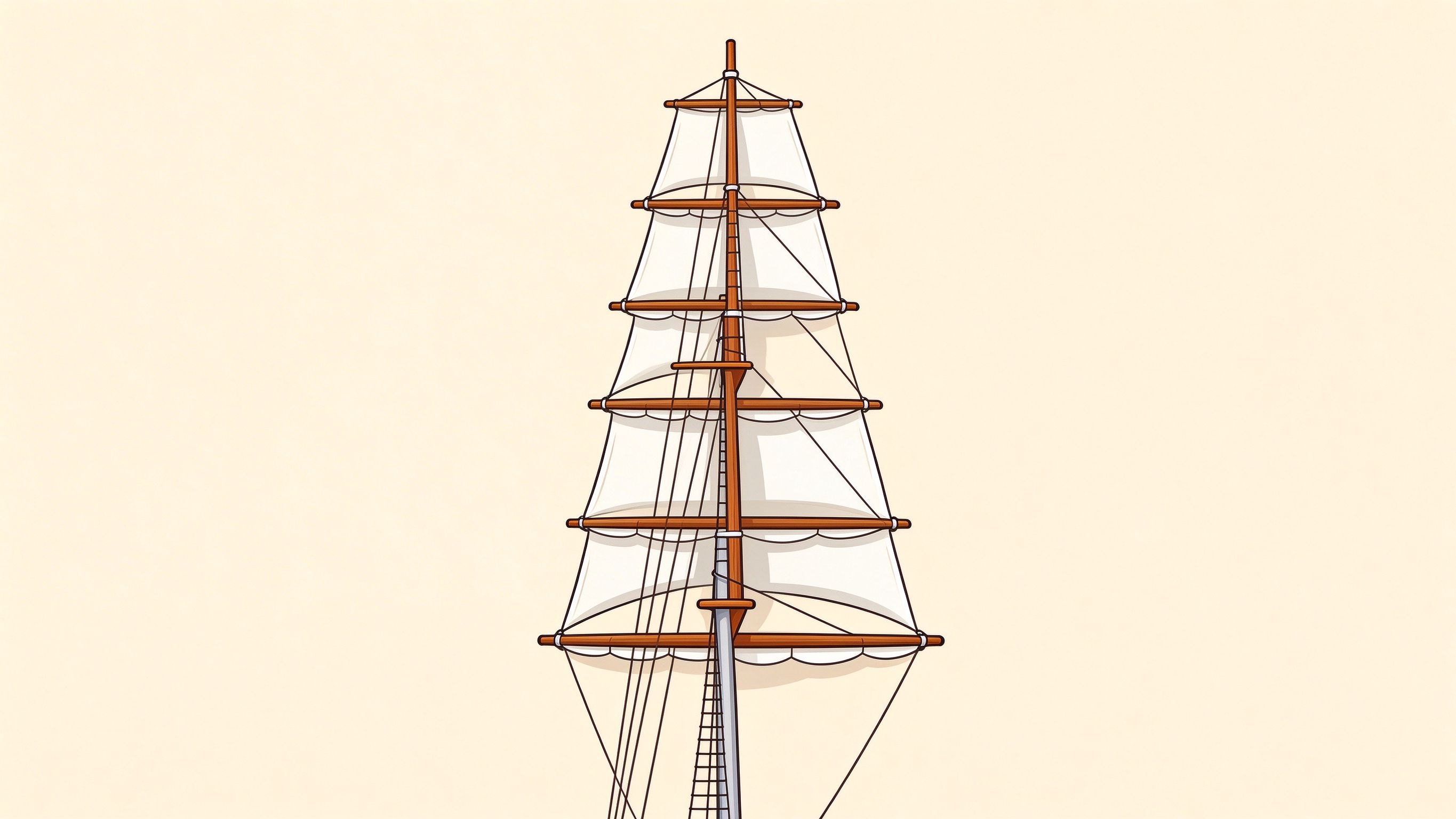 Four-masted ship masts and rigging annotated picture vocabulary with labeled objects