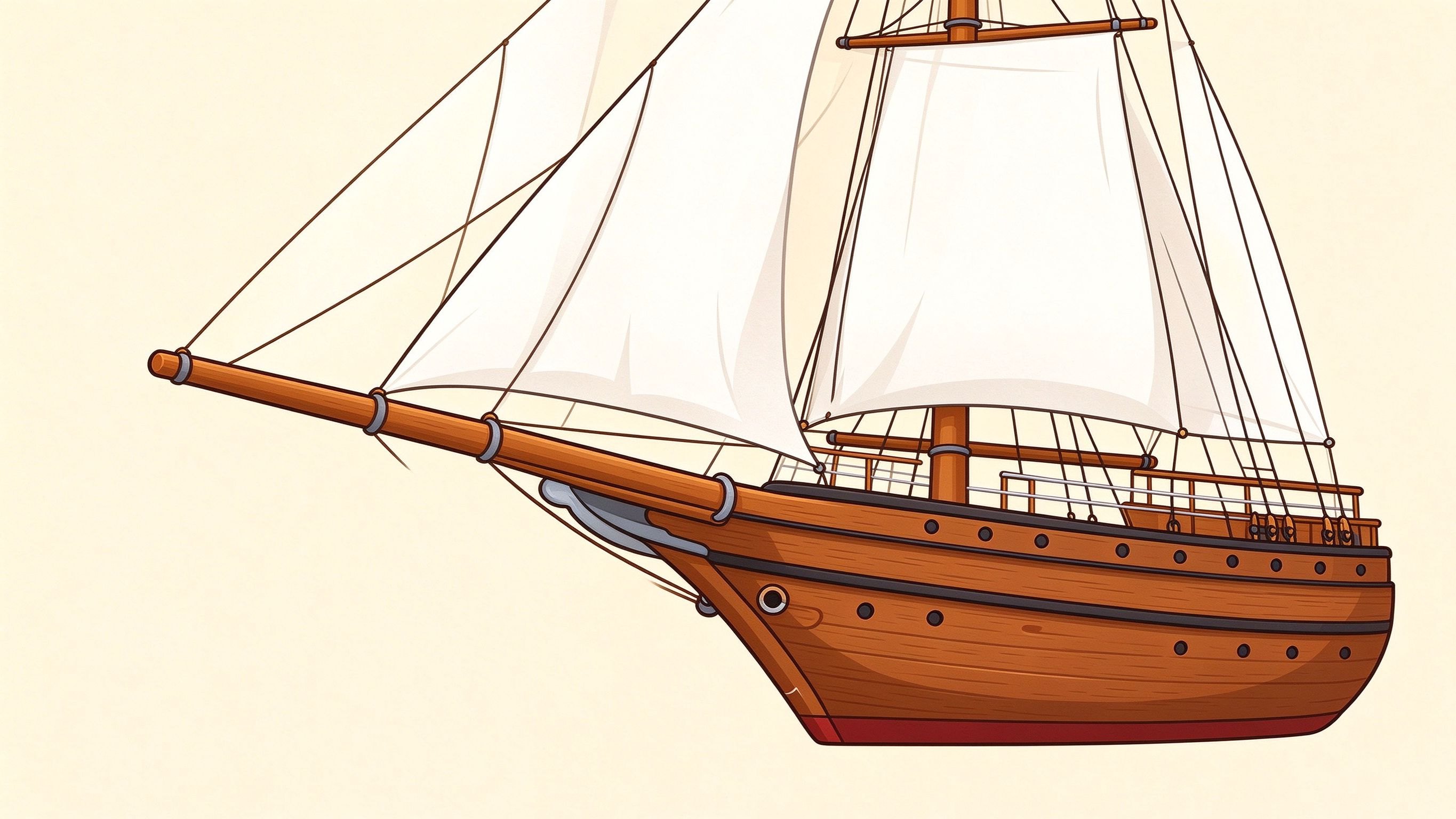 Four-masted ship masts and rigging annotated picture vocabulary with labeled objects
