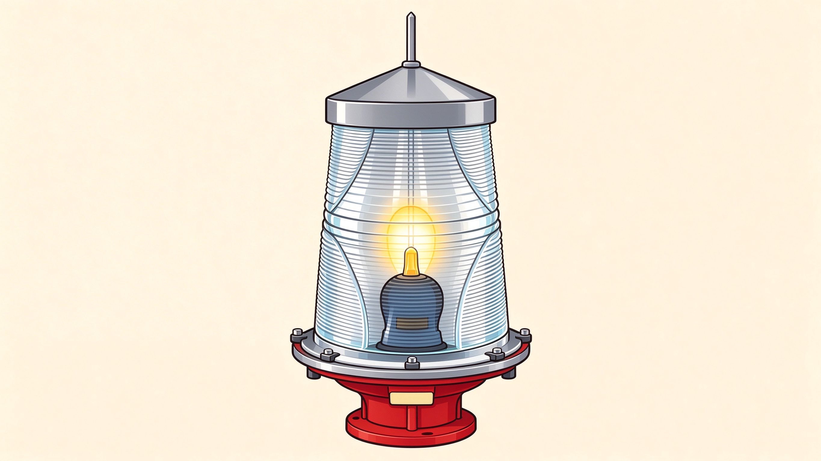 Lighthouse lantern annotated picture vocabulary with labeled objects