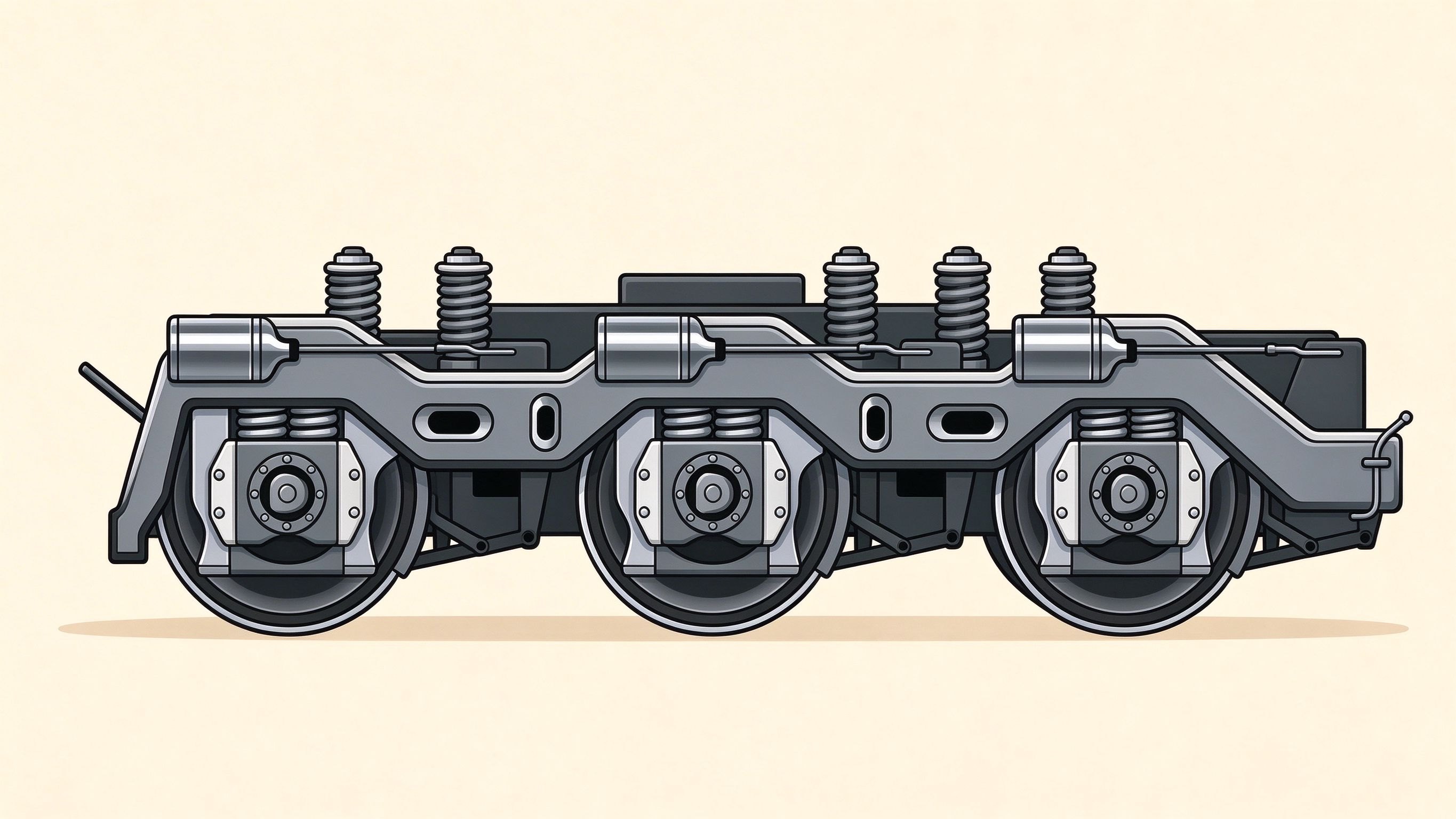 Diesel locomotive bogie annotated picture vocabulary with labeled objects