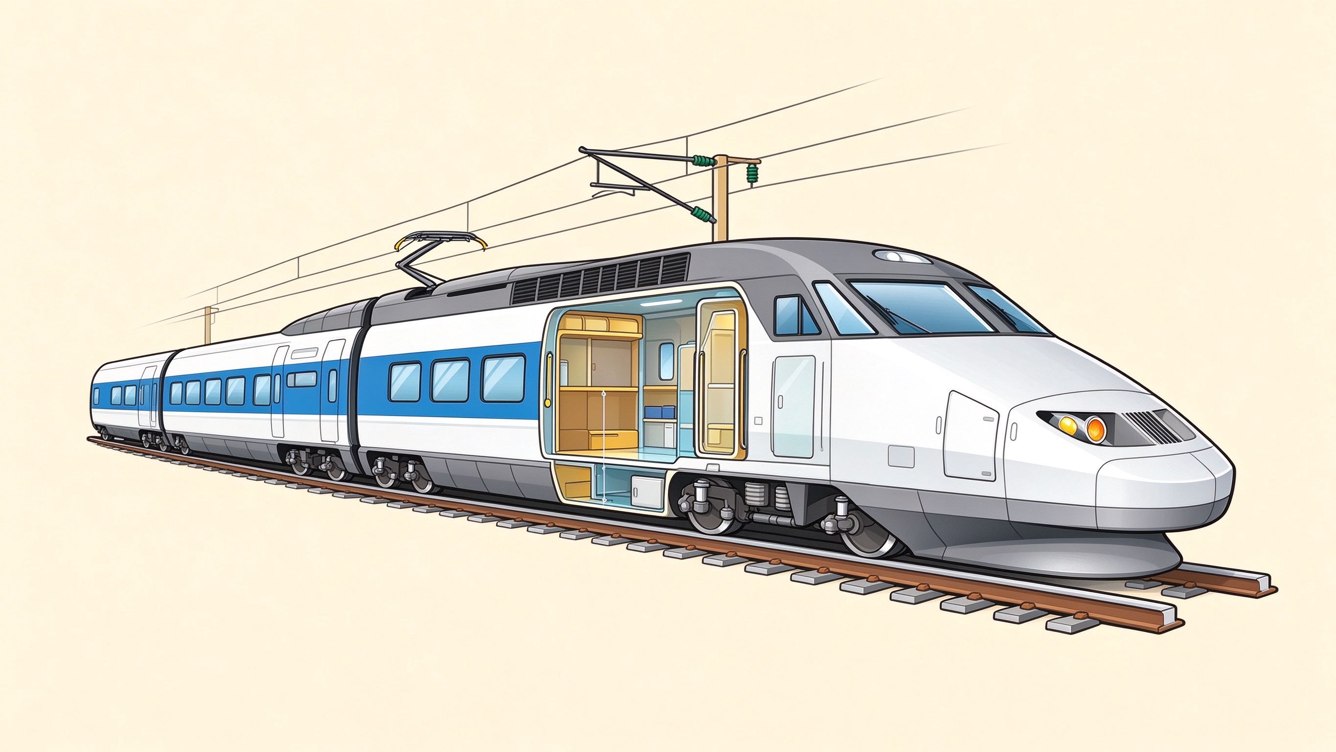 High-speed train annotated picture vocabulary with labeled objects