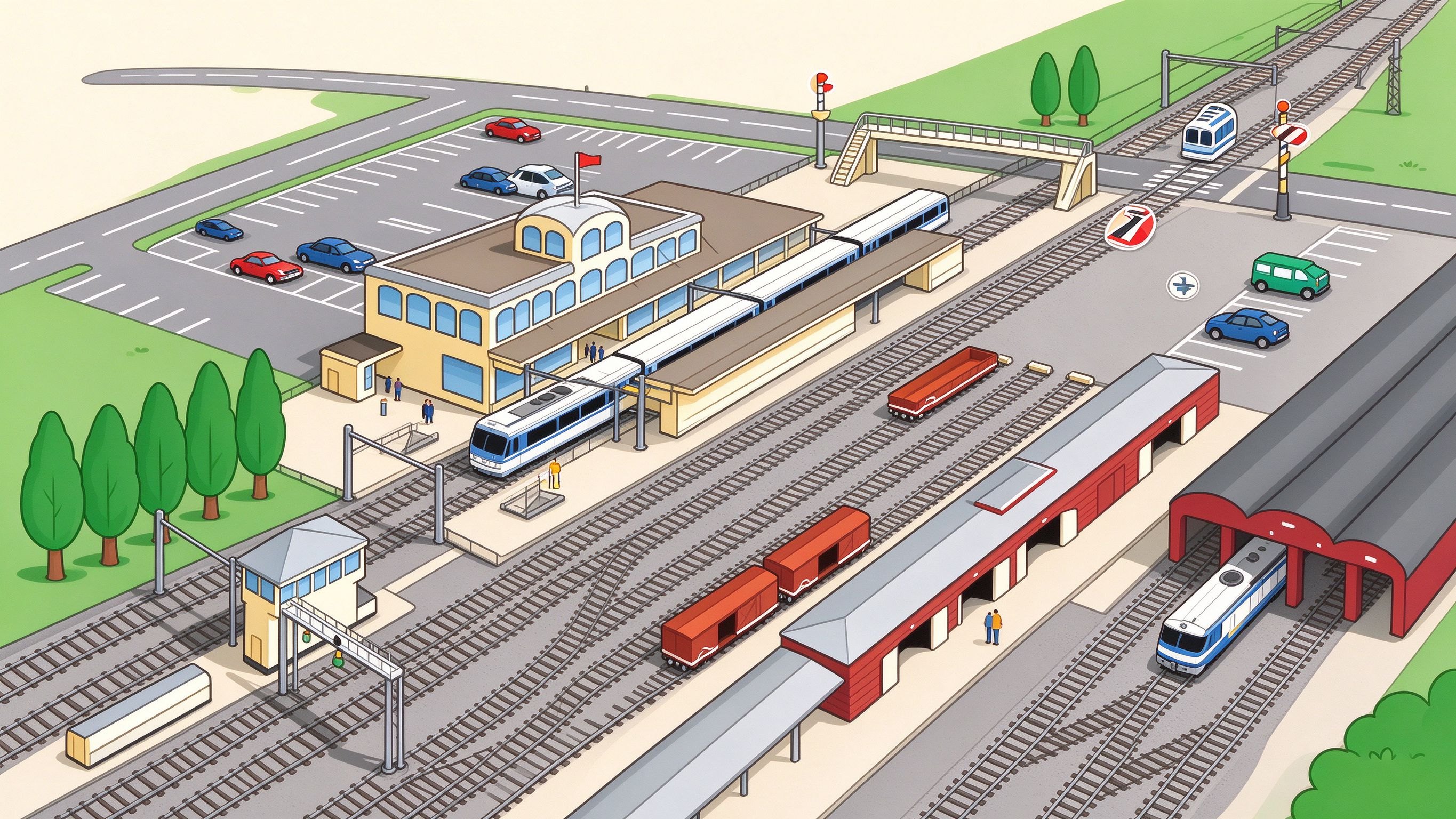 Train station annotated picture vocabulary with labeled objects
