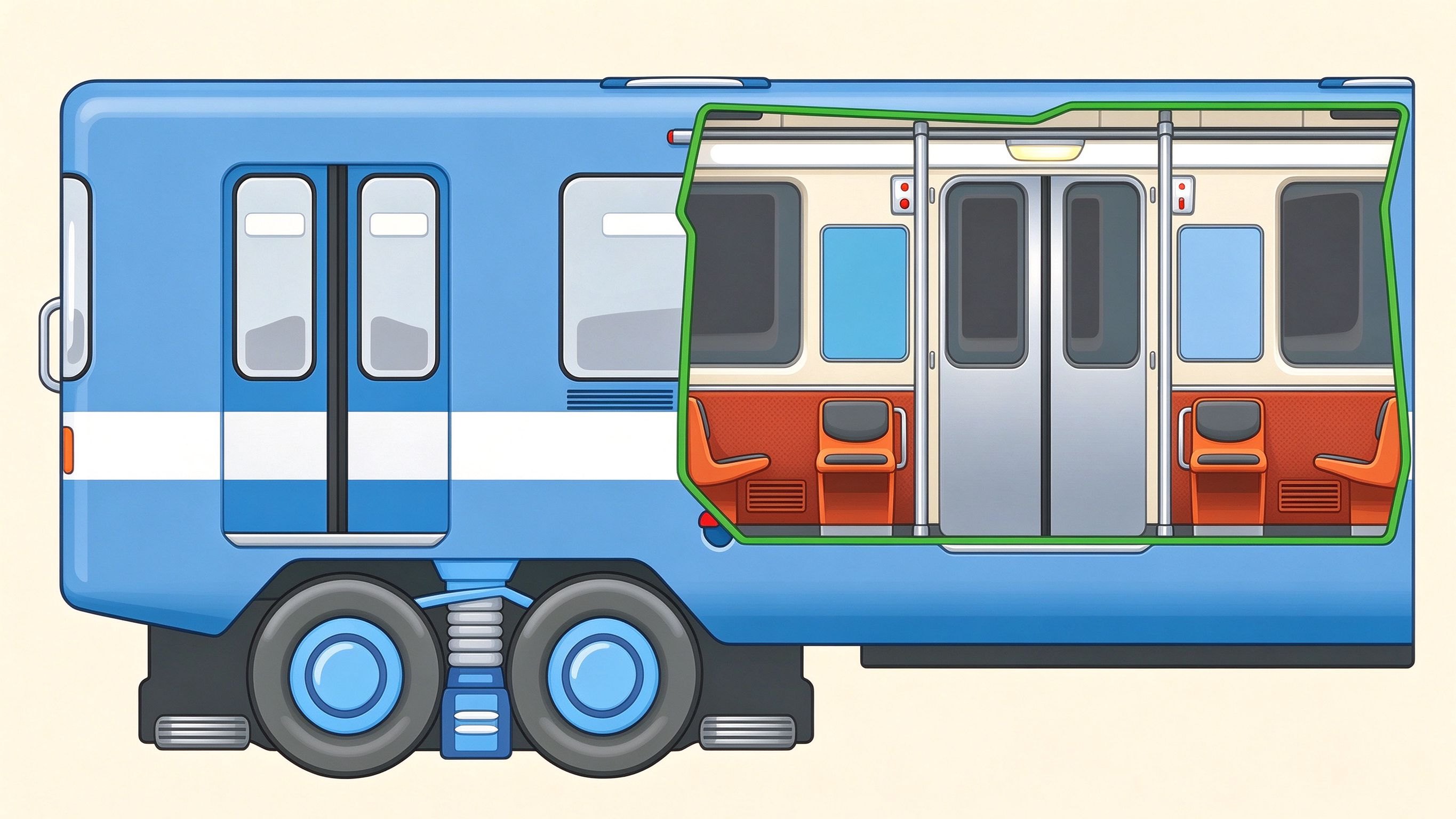Subway car annotated picture vocabulary with labeled objects