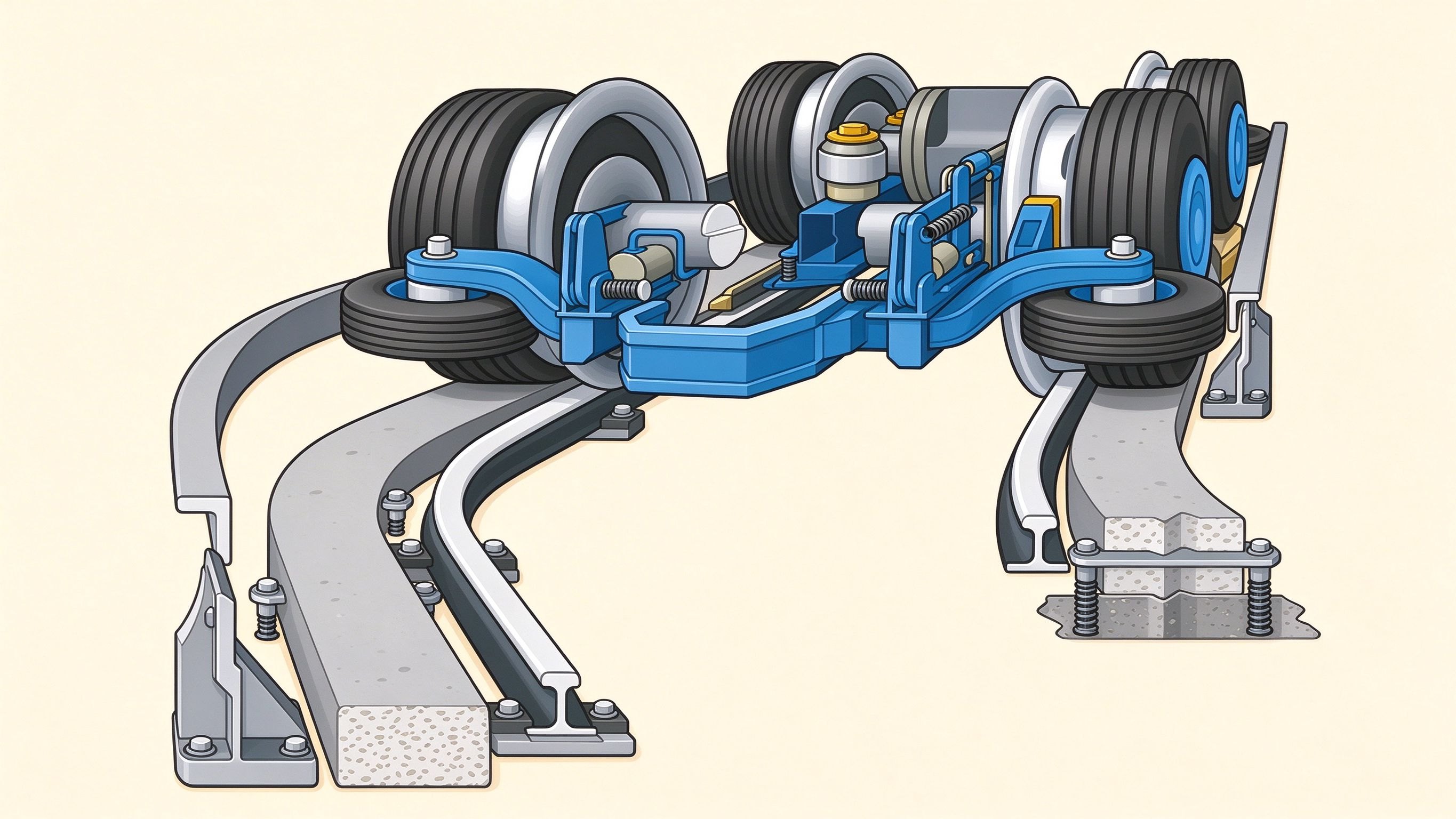 Subway bogie and track annotated picture vocabulary with labeled objects