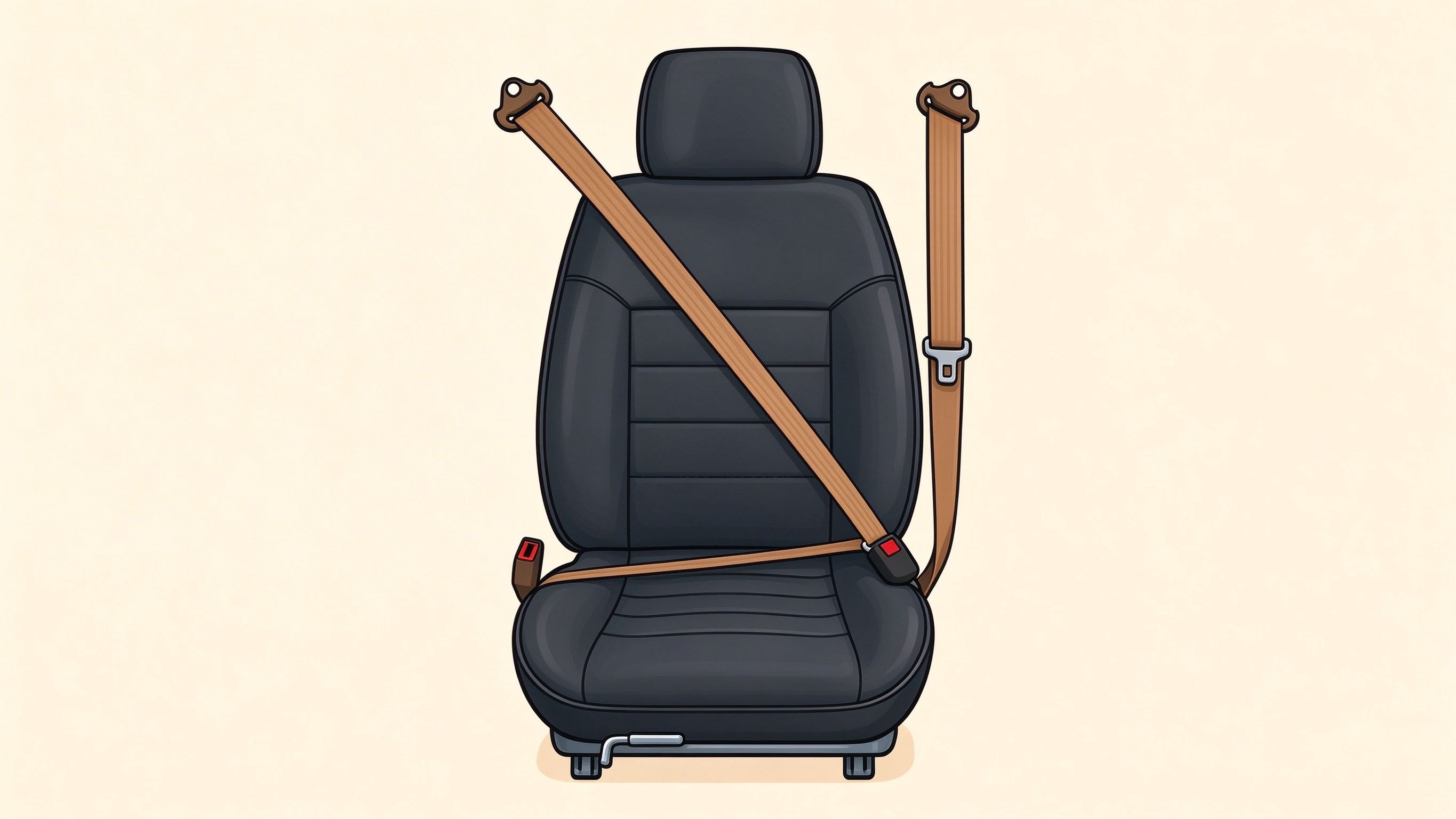 Car seat front view annotated picture vocabulary with labeled objects