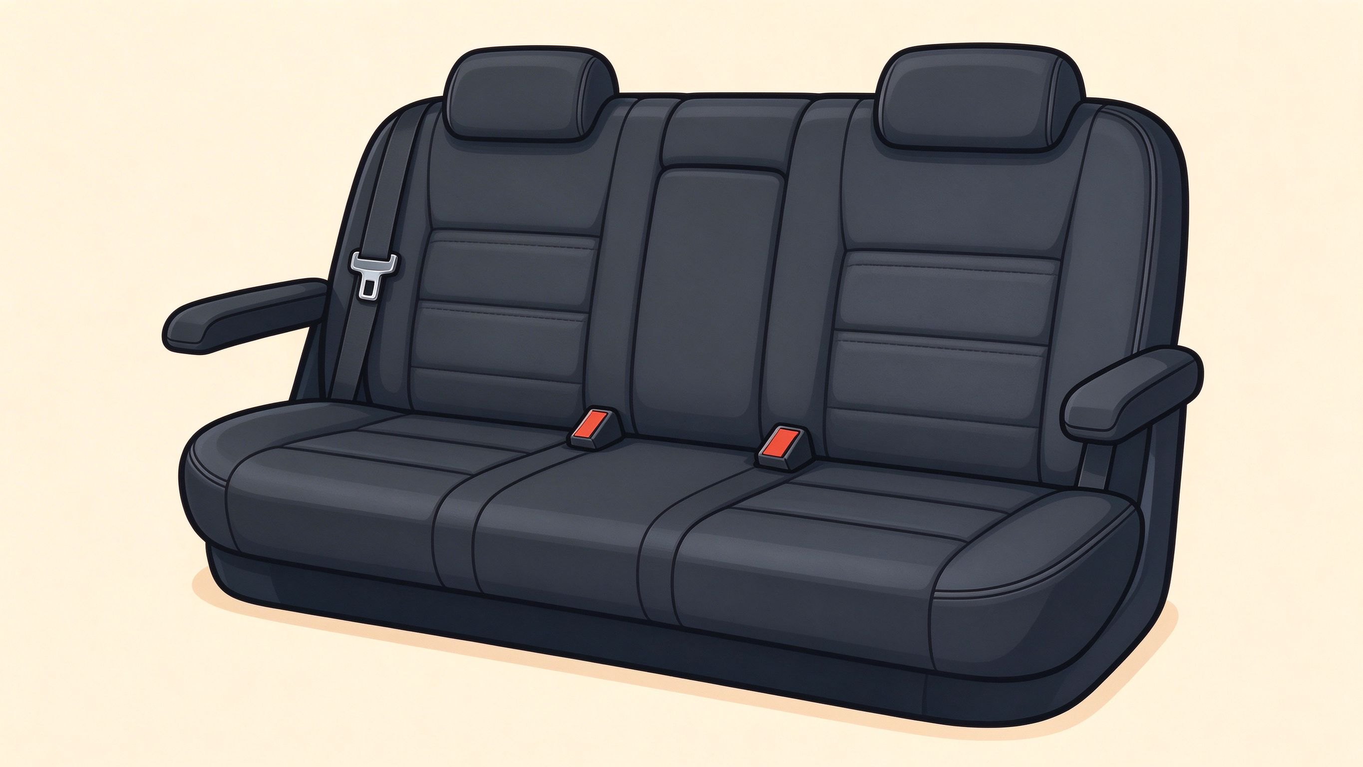 Car rear seat annotated picture vocabulary with labeled objects