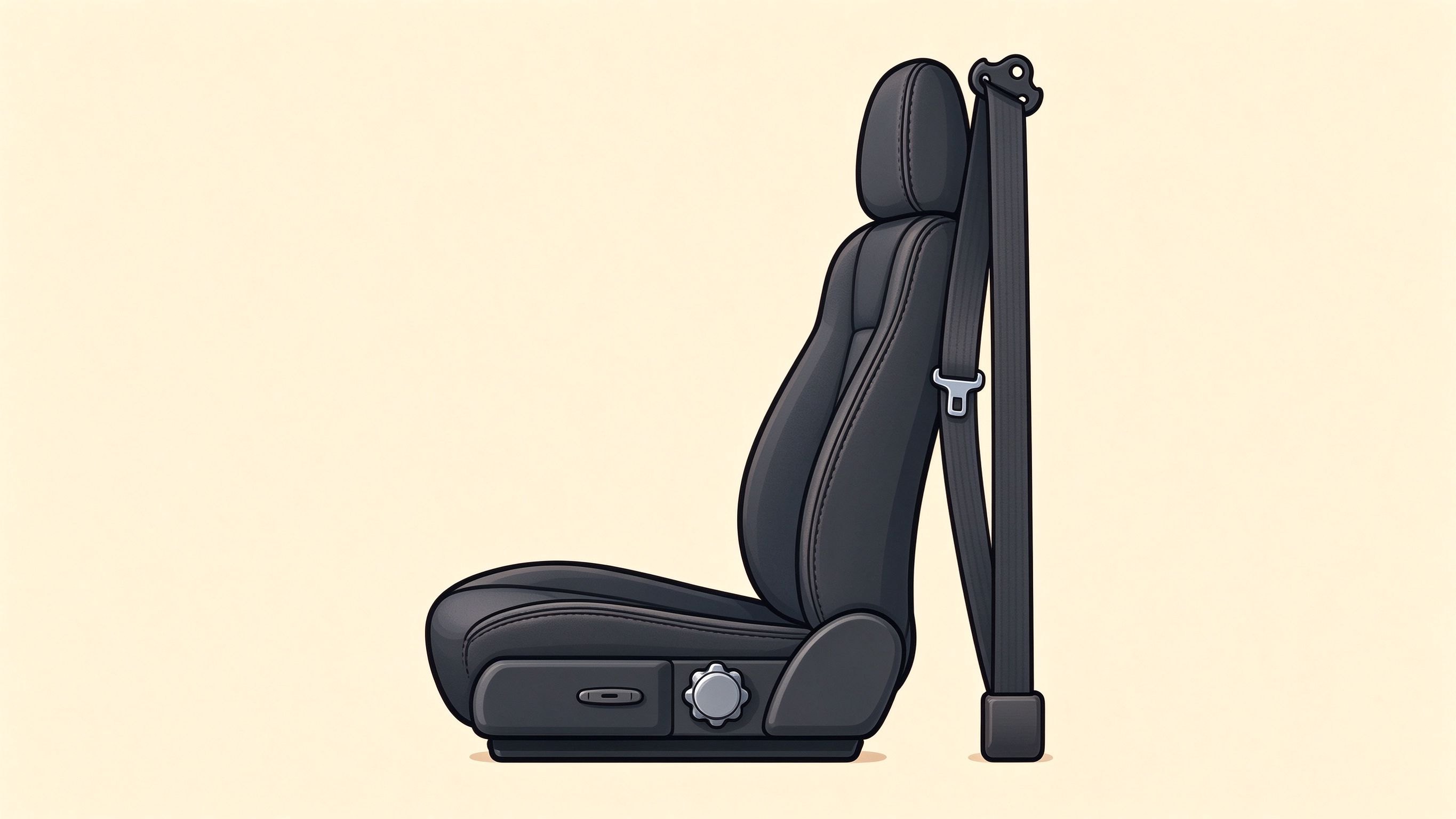 Bucket seat side view annotated picture vocabulary with labeled objects