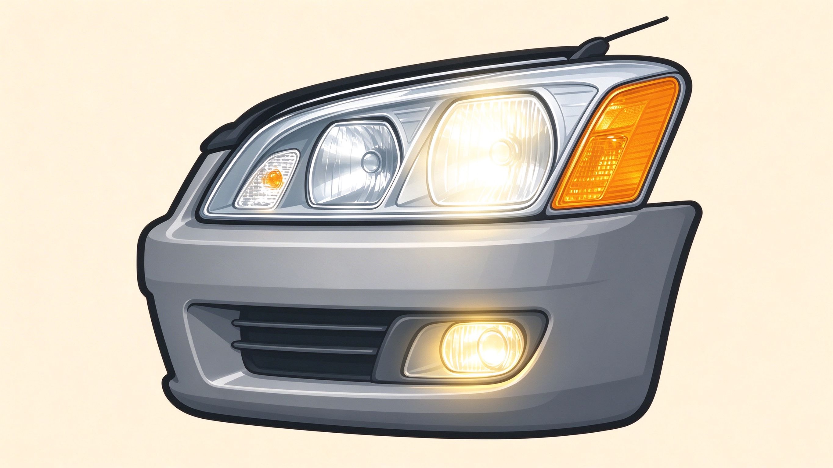 Car headlight annotated picture vocabulary with labeled objects