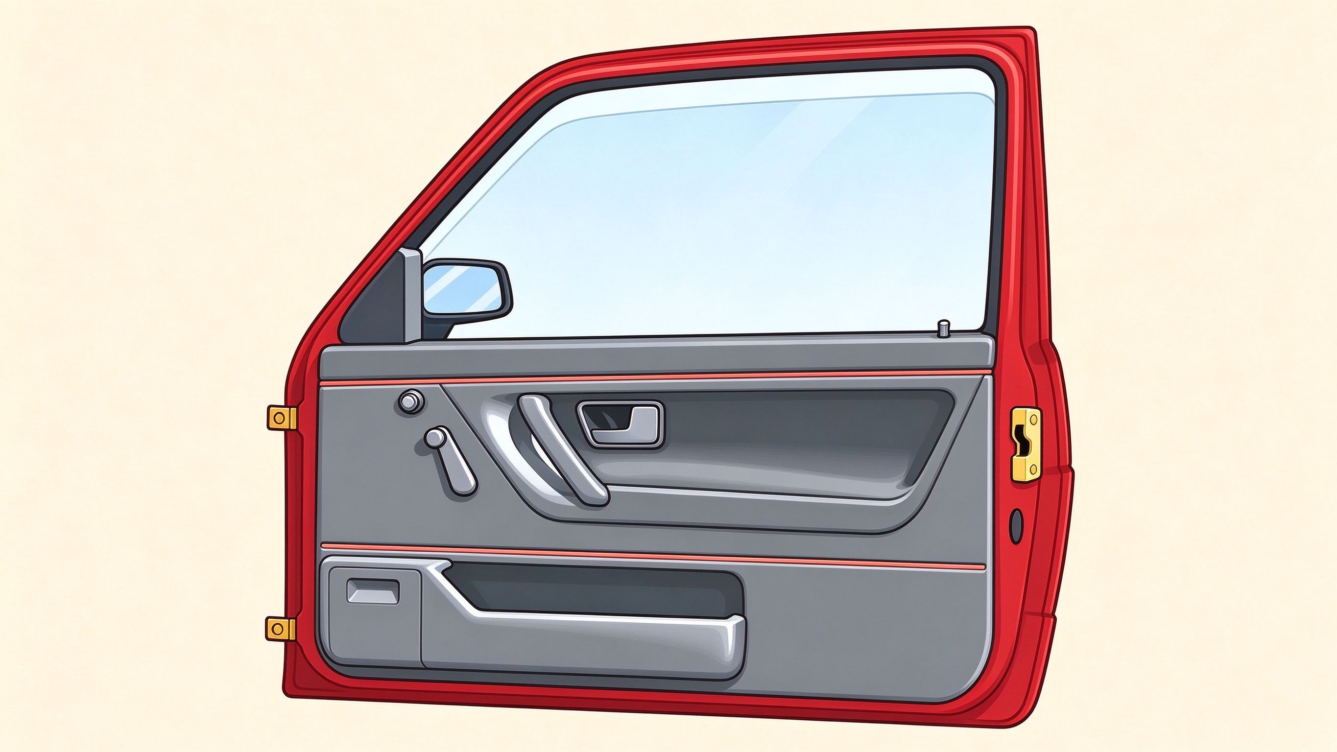 Car door annotated picture vocabulary with labeled objects