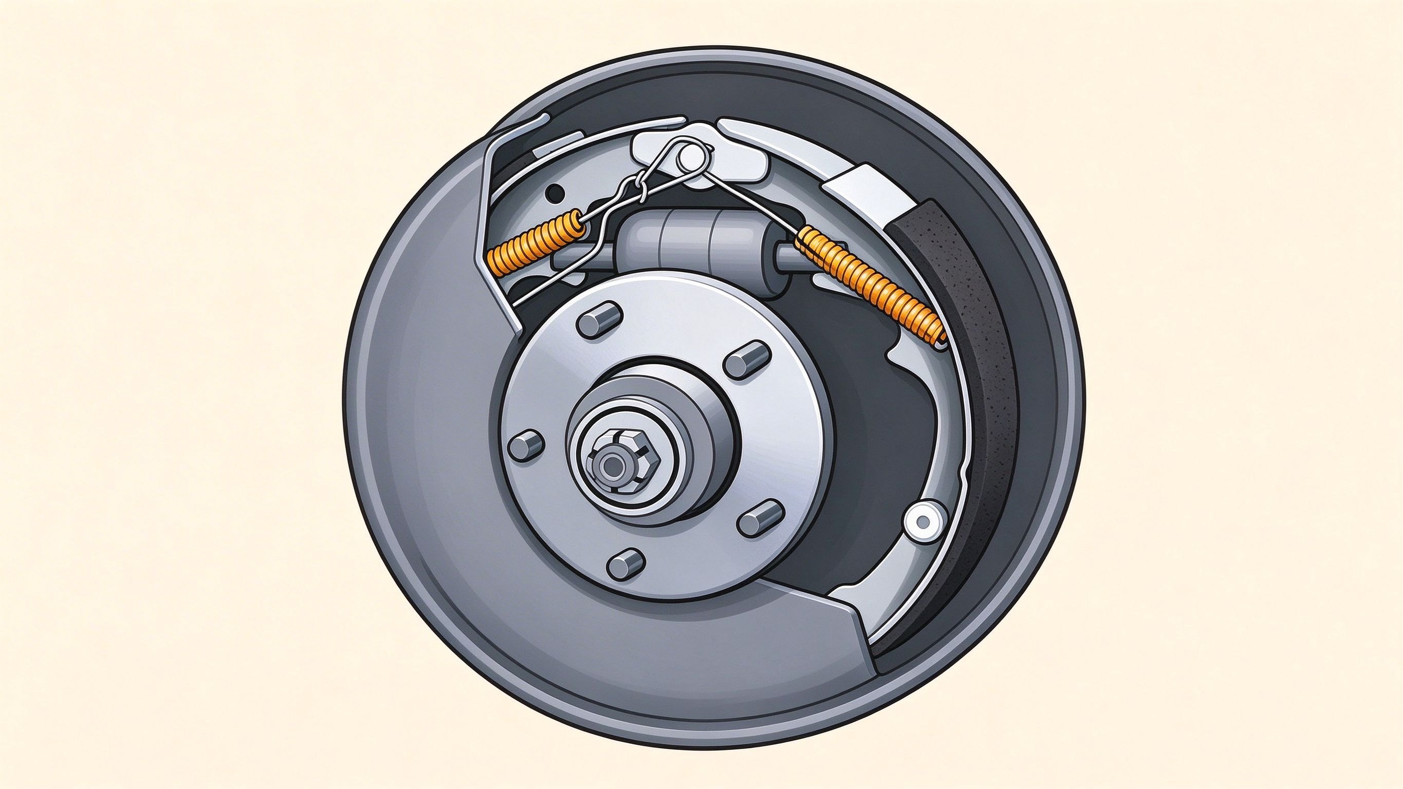 Drum brake annotated picture vocabulary with labeled objects