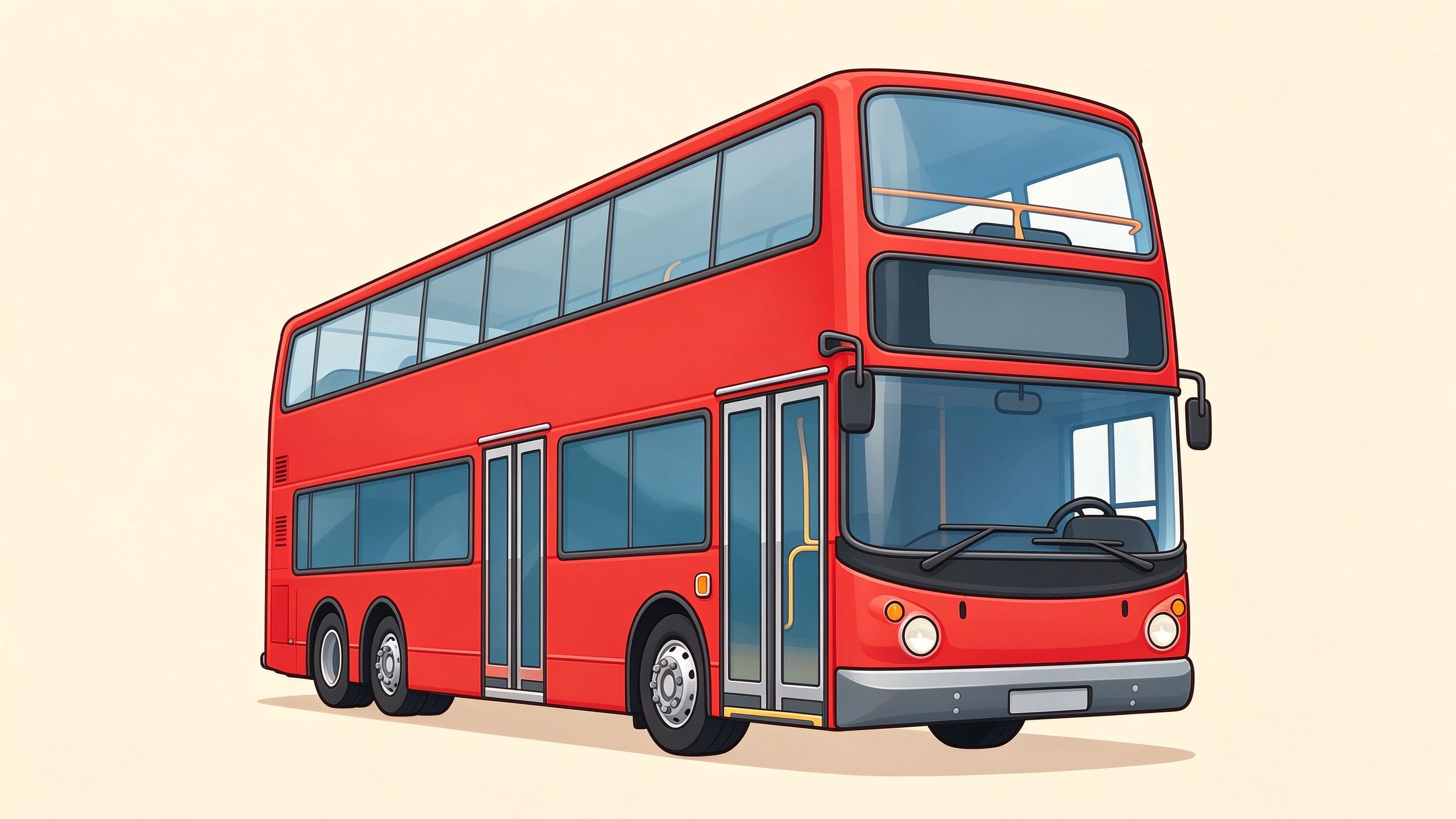 Double-decker bus annotated picture vocabulary with labeled objects