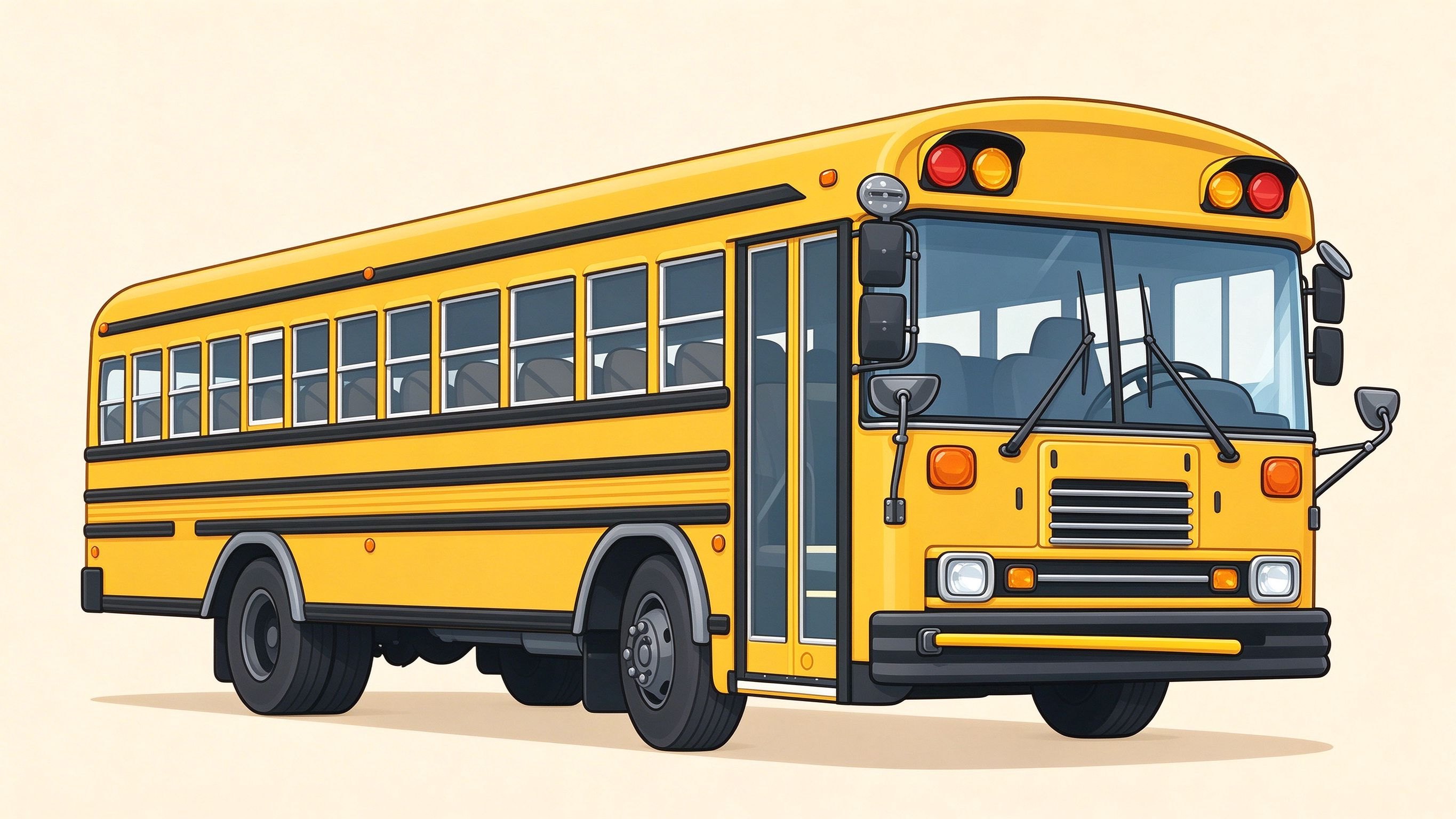 School bus annotated picture vocabulary with labeled objects