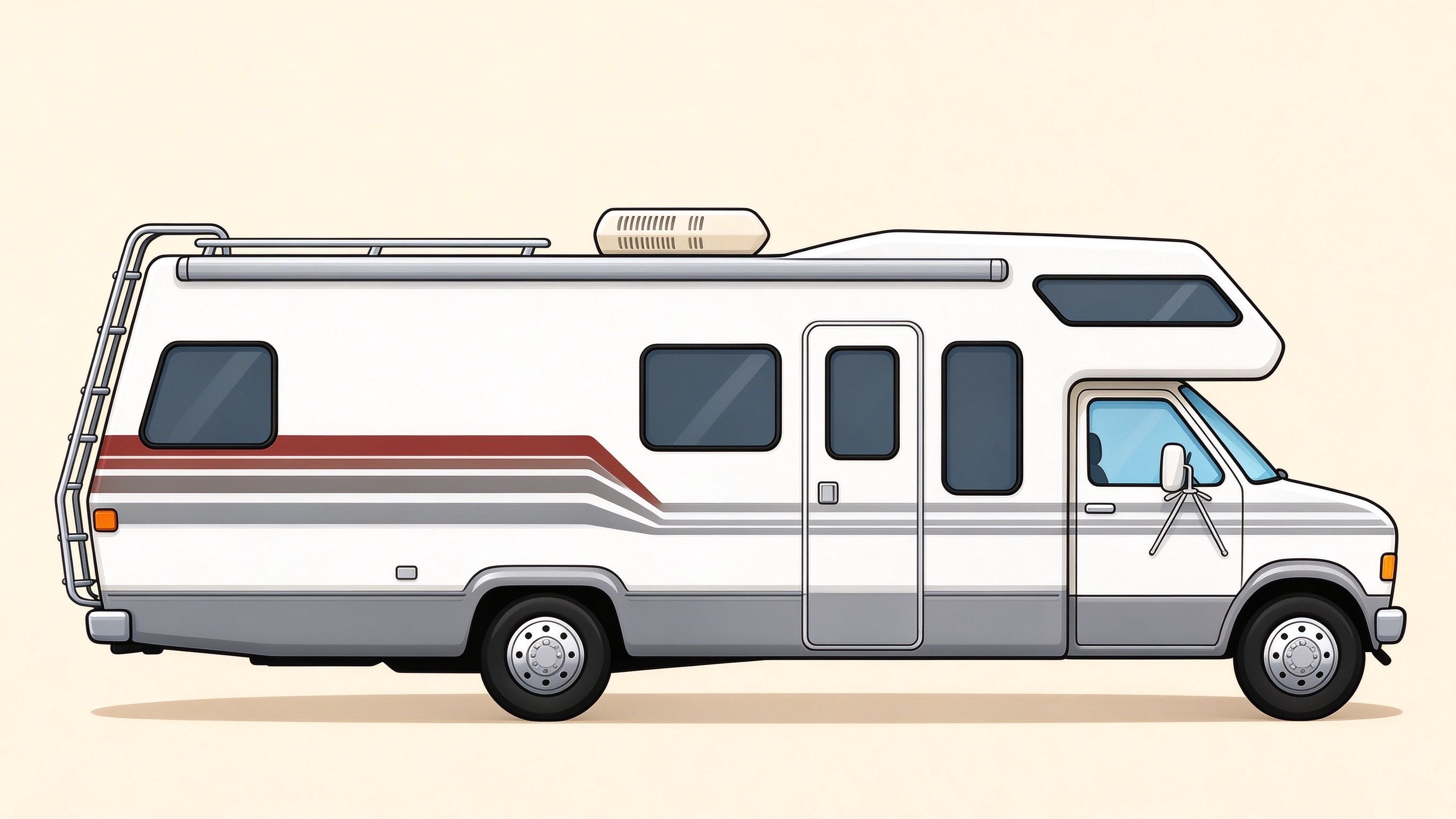 Motorhome annotated picture vocabulary with labeled objects