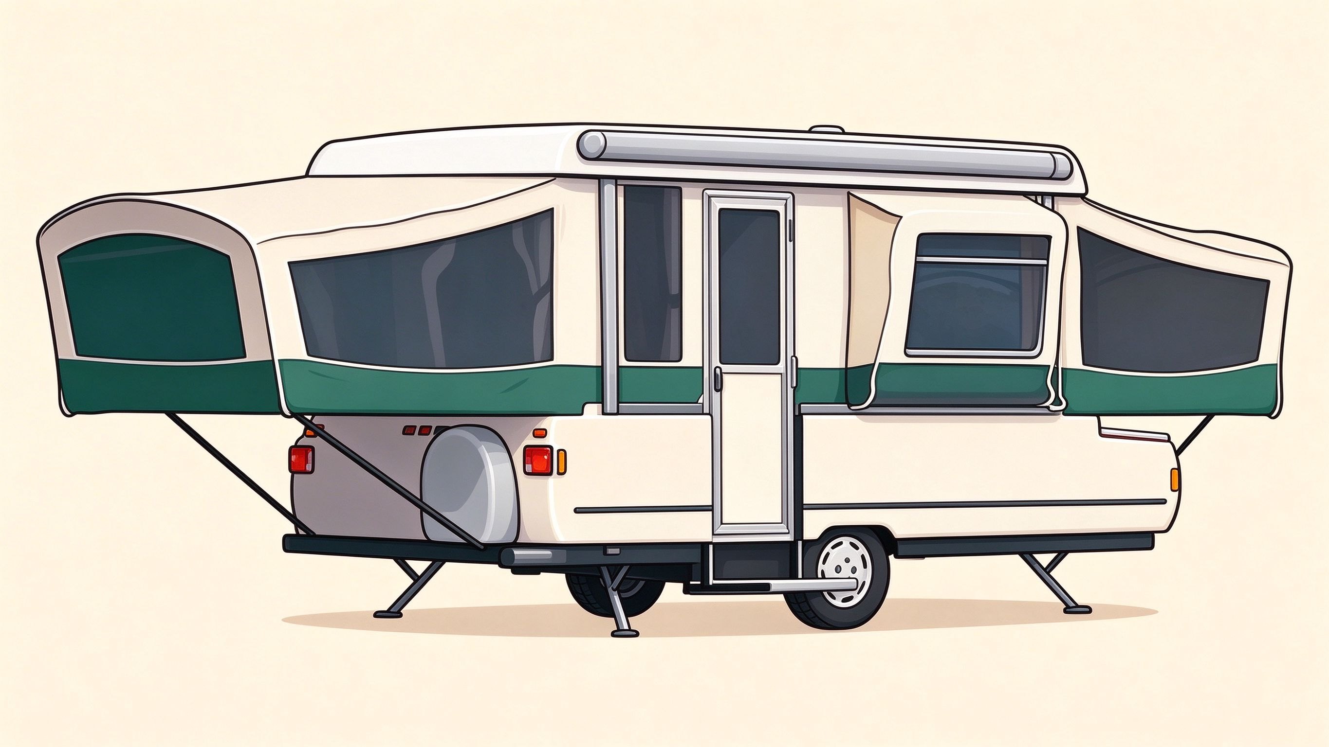 Tent trailer annotated picture vocabulary with labeled objects