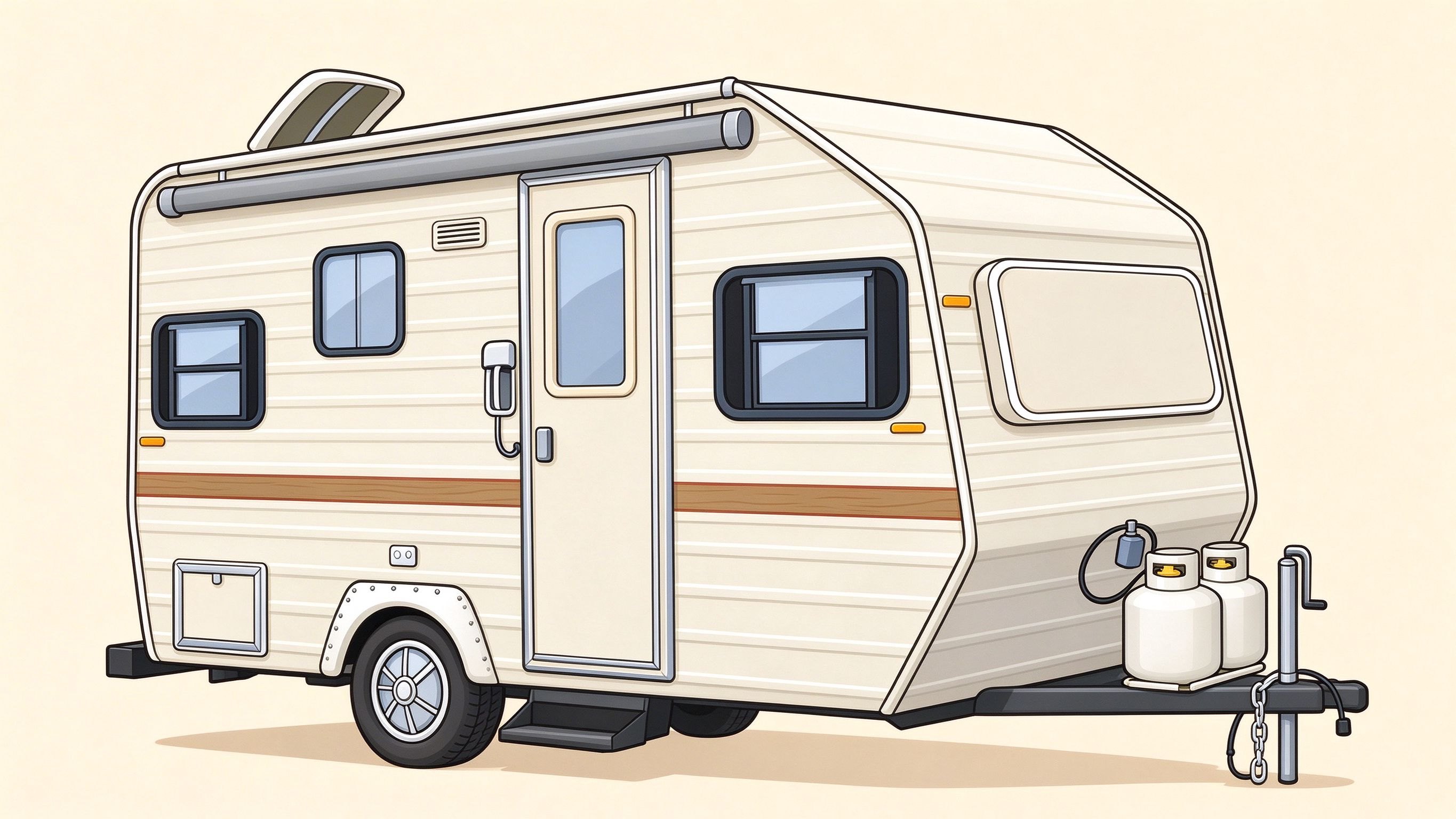 Travel trailer annotated picture vocabulary with labeled objects
