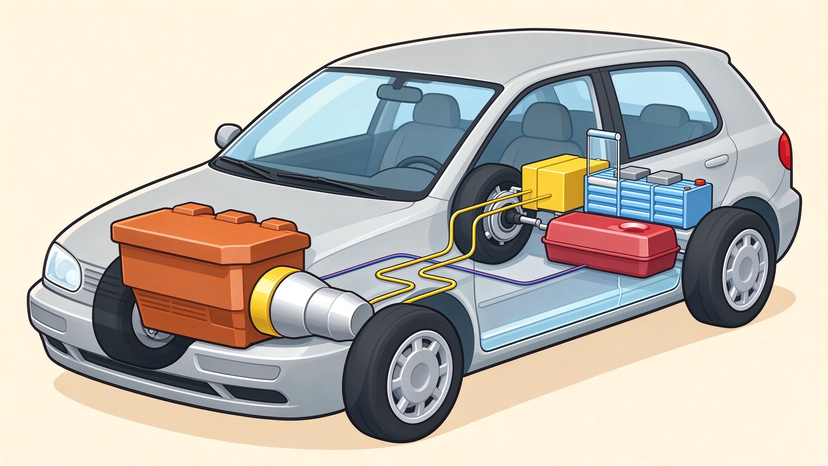 Hybrid car annotated picture vocabulary with labeled objects