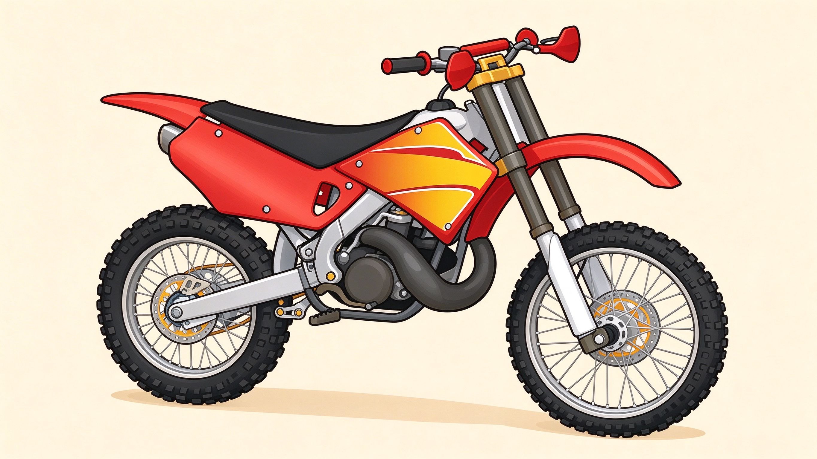 Motocross bike annotated picture vocabulary with labeled objects